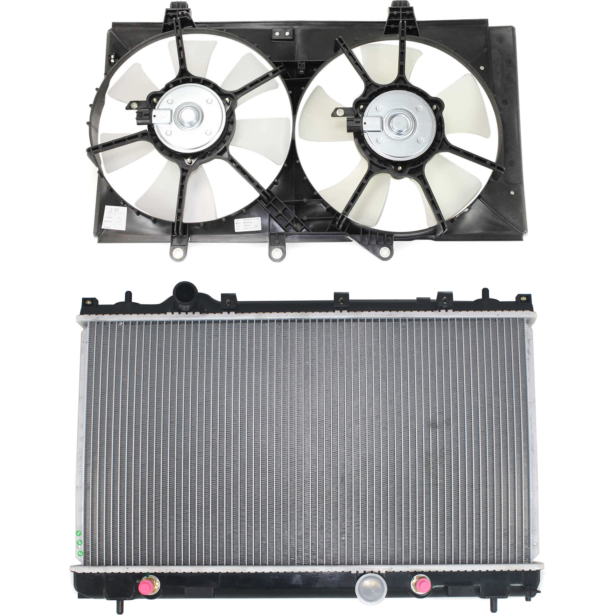AM NEON SX 2.0-04-04 RADIATOR FAN ASSEMBLY 2 pc kit Dual Fan 4 Speed 2.0L ENG. with Radiator SKU KIT 071824 C857 Partslink CH3115137 CH3010121 OEM 5019210AA 5019214AA