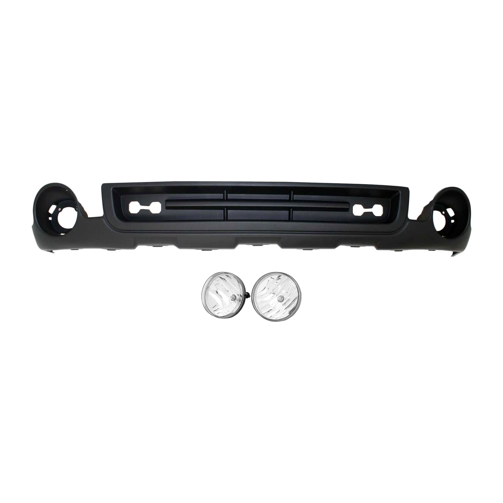 AM SIERRA 1500-07-13 FOG LAMP 3 pc Kit Assembly Halogen Clear Lens with Valance SKU KIT 071824 C879 Partslink GM2593161 GM2592161 GM1015100 OEM 25866496-25866495-15131299