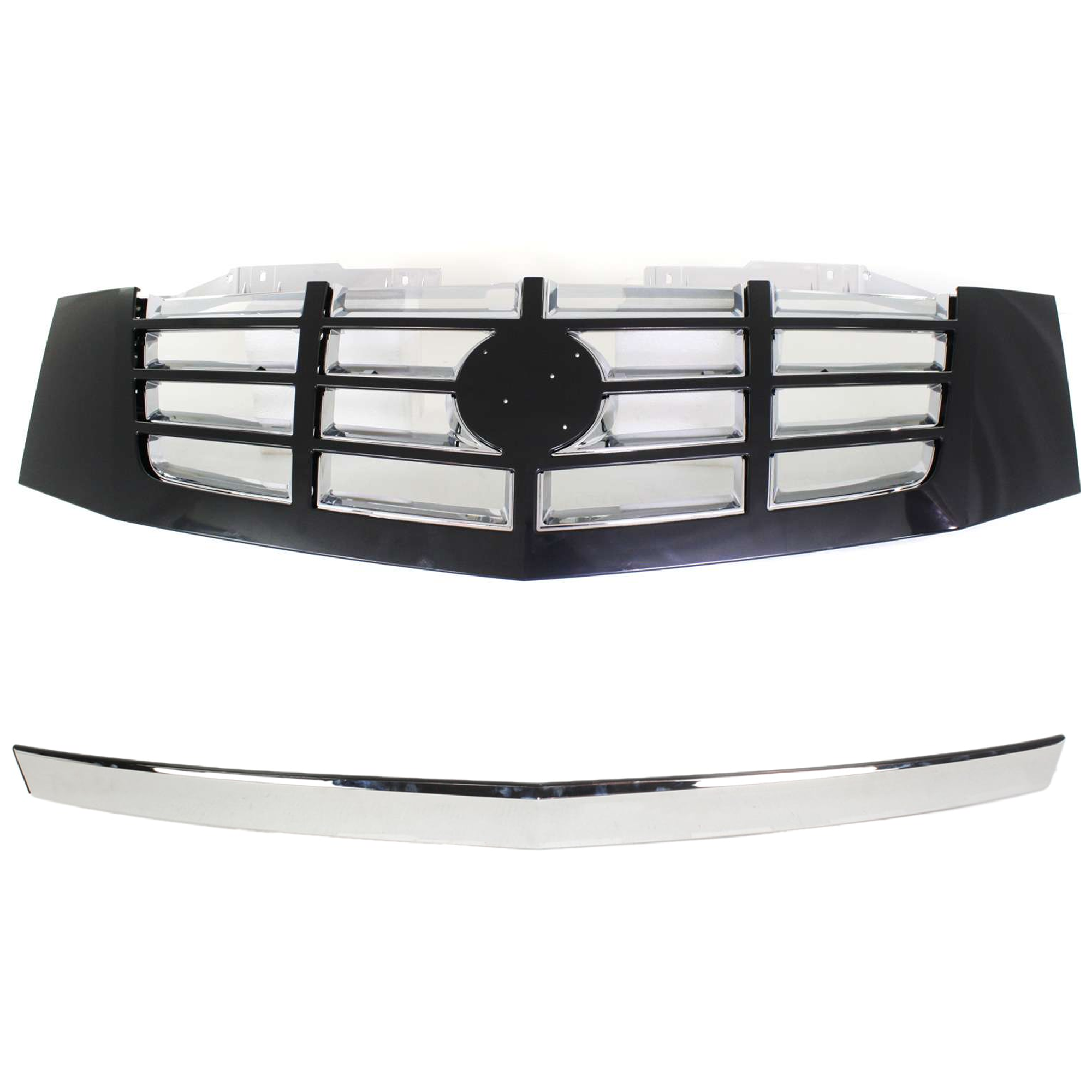 AM ESCALADE 07-14 GRILLE 2 pc Kit w Hood Molding SKU KIT 071824 C896 Partslink GM1200619 GM1235107 OEM 23190289-15907251