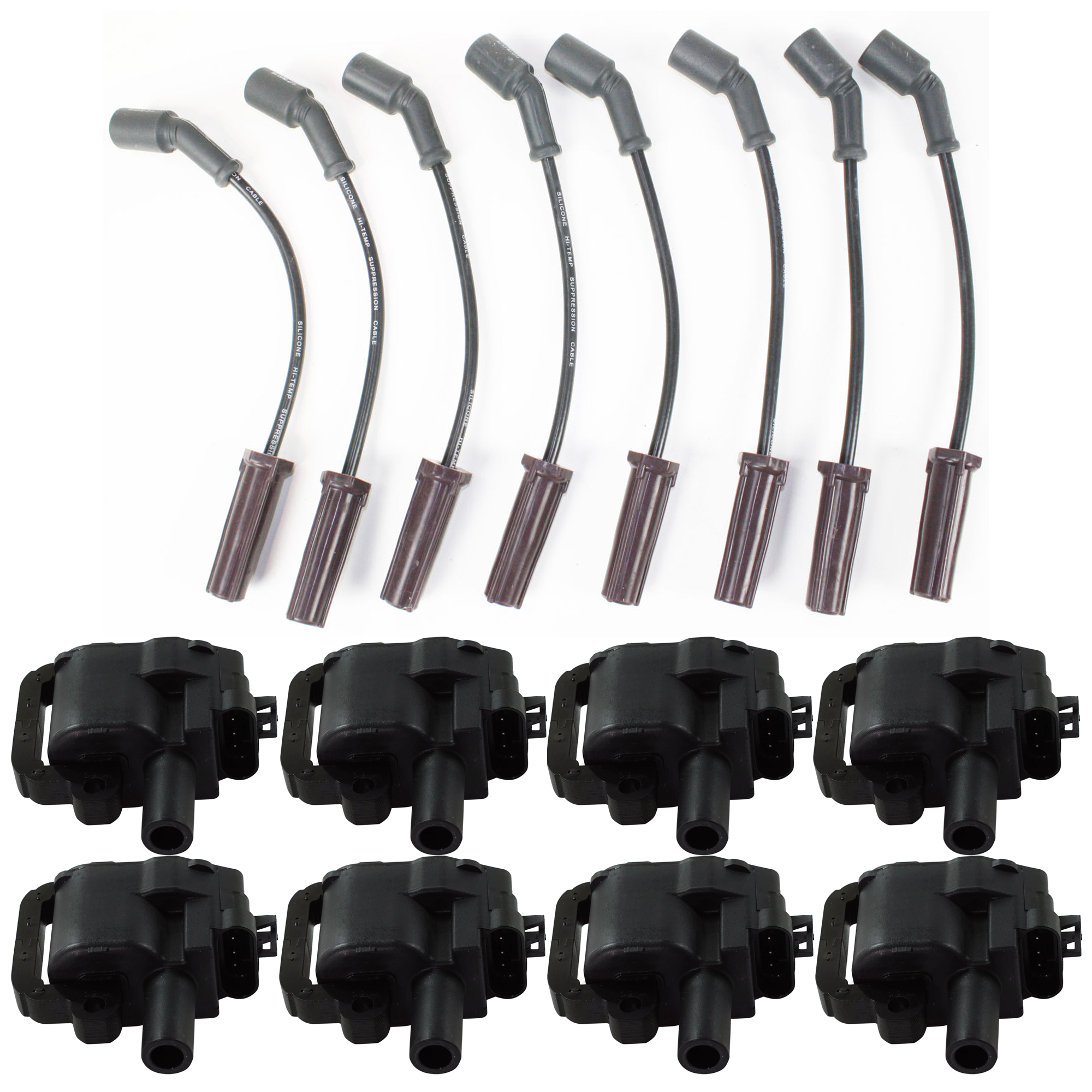 AM SUBURBAN 2500 YUKON XL 2500-01-02 IGNITION WIRE 9 pc kit 8 Wires Black wire finish with Ignition Coil SKU KIT 071824 C899