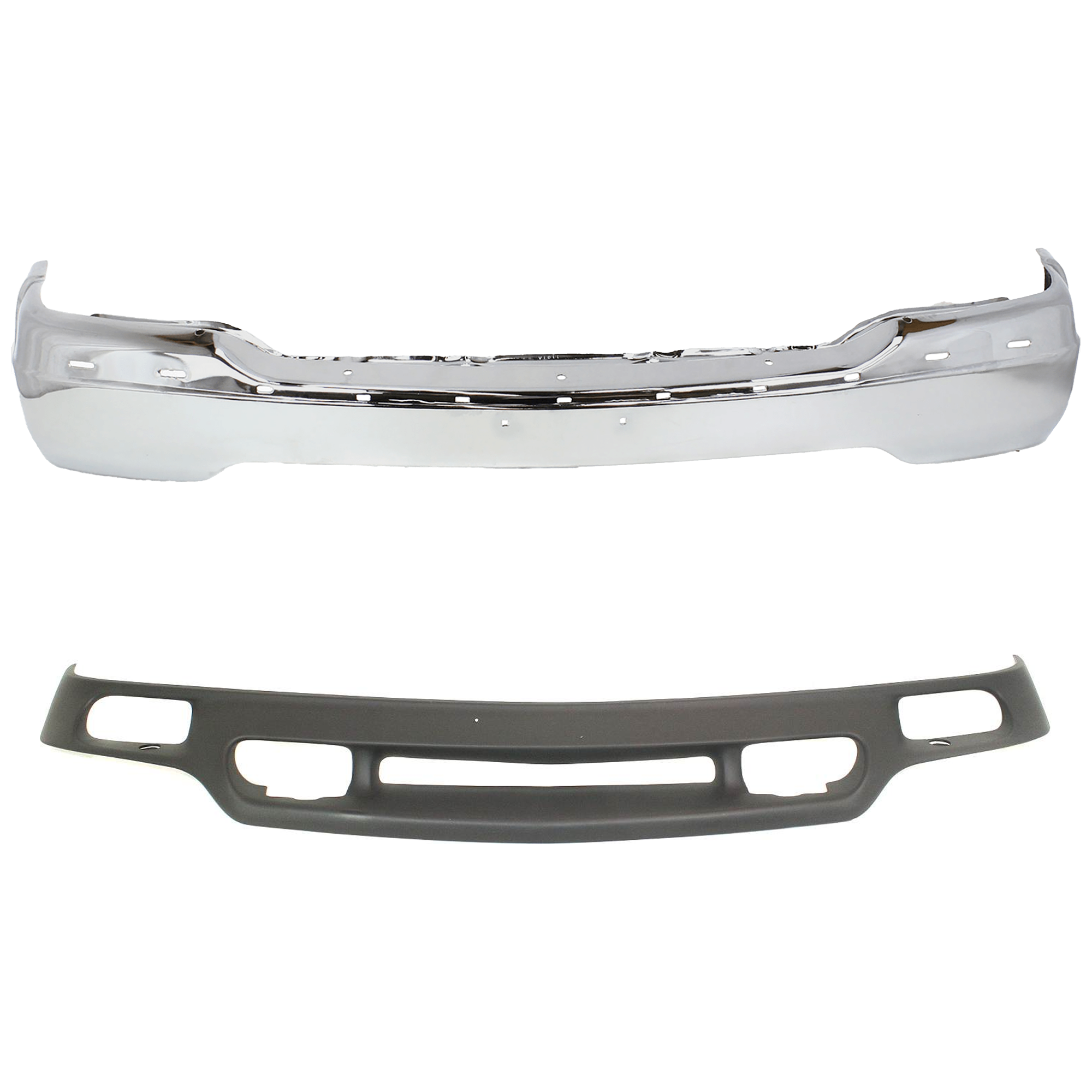 AM SIERRA 1500-02-02 FRONT BUMPER 2 pc kit Chrome with Valance SKU KIT 071824 C927 Partslink GM1002373 GM1092169 OEM 15758072-88980801