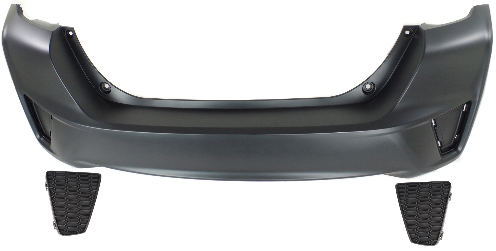 AM FIT 15-17 REAR BUMPER COVER 3 pc Kit with Bumper Trims SKU KIT 071917-29 Partslink HO1100287 HO1139100 HO1138100 OEM 04715T5RA00ZZ 71502T5RA00-7150