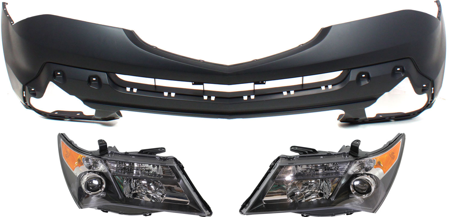 AM MDX 07-09 HEAD LAMP RH AND LH HID Xenon Lens and Housing 3 pc Kit with Bumper Cover SKU KIT 071918-07 Partslink AC2518111 AC2519111 AC1000157 OEM 33151STXA12-33101STXA12-04711S