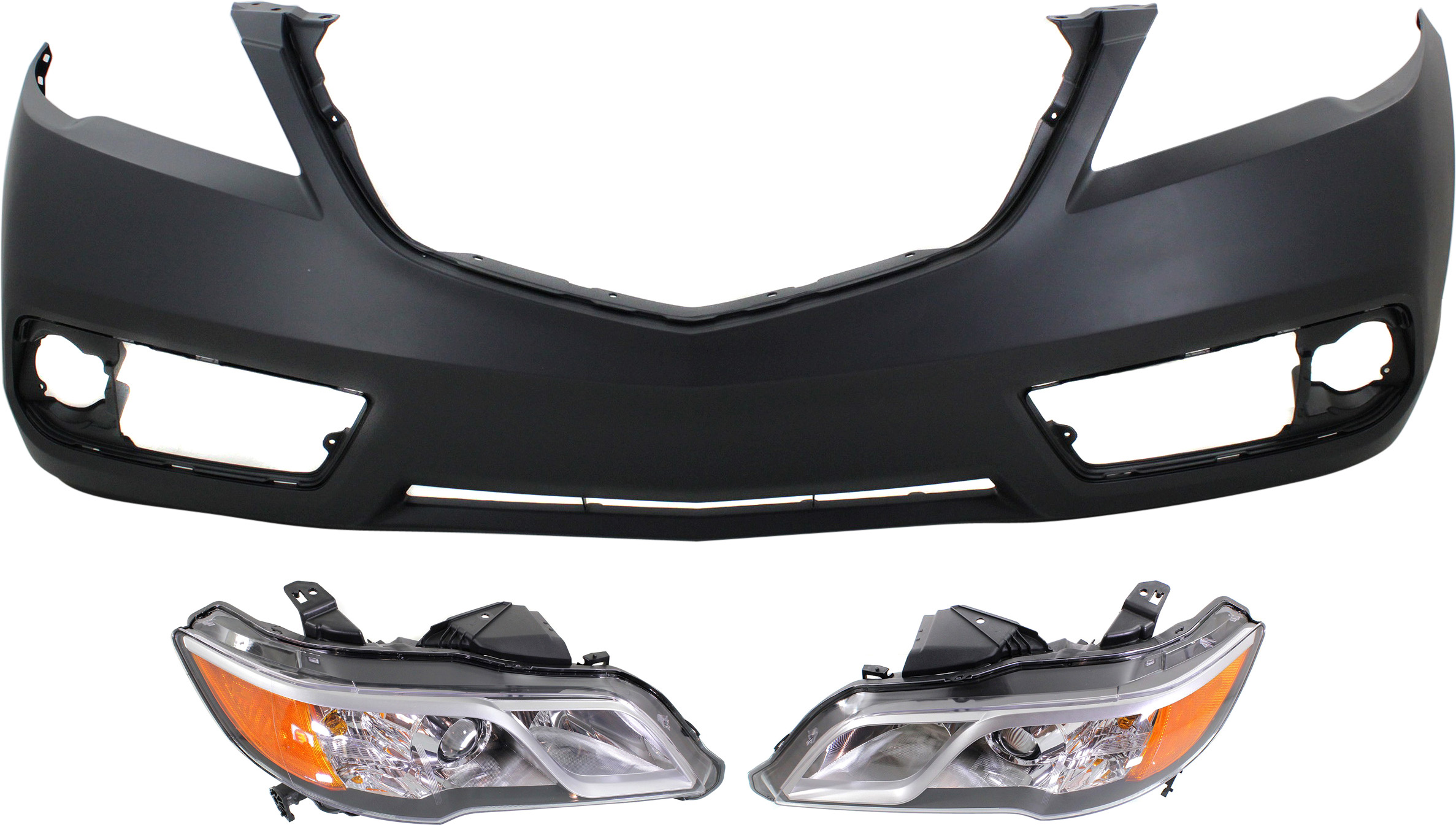 AM RDX 13-15 HEAD LAMP RH AND LH without Bulbs 3 pc Kit with Bumper Cover SKU KIT 071918-14 Partslink AC2503124 AC2502124 AC1000179 OEM 33101TX4A01-33151TX4A01-04711T