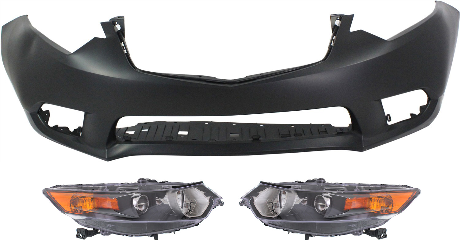 AM TSX 11-14 HEAD LAMP RH AND LH without Bulbs HID Xenon 3 pc Kit with Bumper Cover SKU KIT 071918-22 Partslink AC2503118 AC2502118 AC1000177 OEM 33101TL0A02-33151TL0A02-04711T