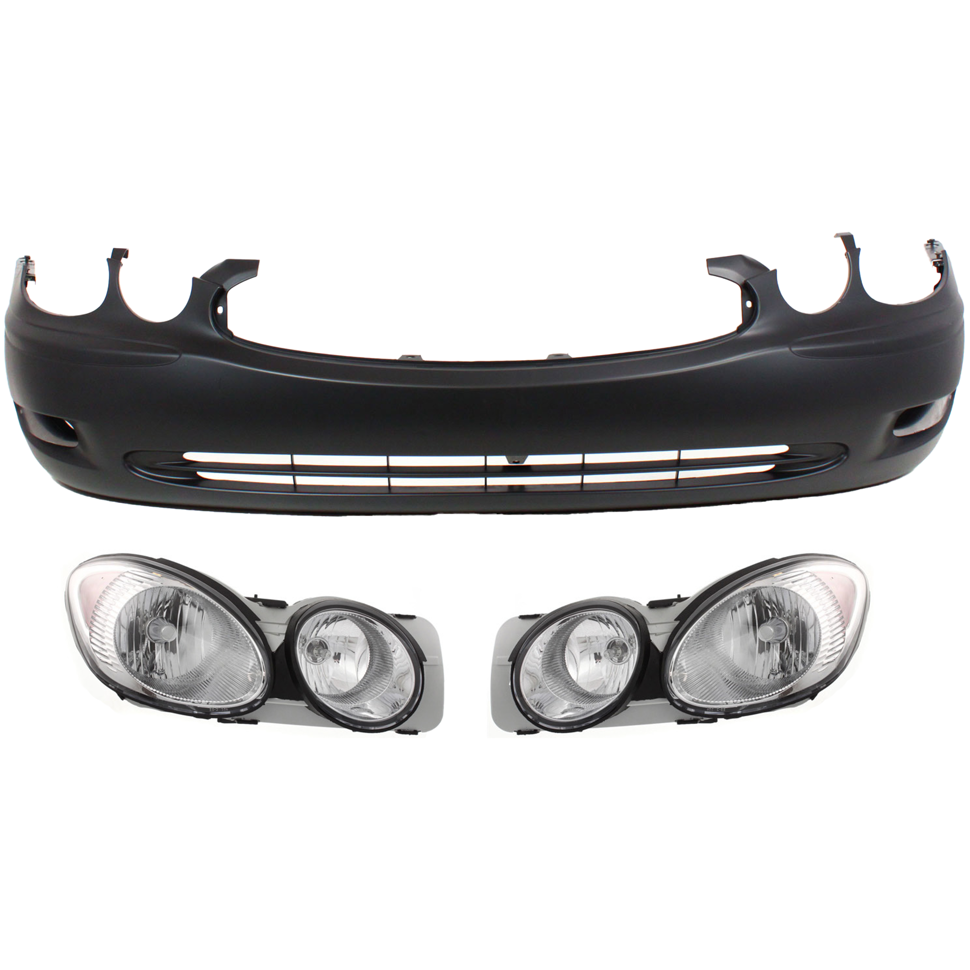 AM ALLURE LACROSSE 05-07 HEAD LAMP RH AND LH Assembly Halogen 3 pc Kit with Bumper Cover SKU KIT 071918-60 Partslink GM2518142 GM2519142 GM1000739 OEM 25942066-25942067-12336057