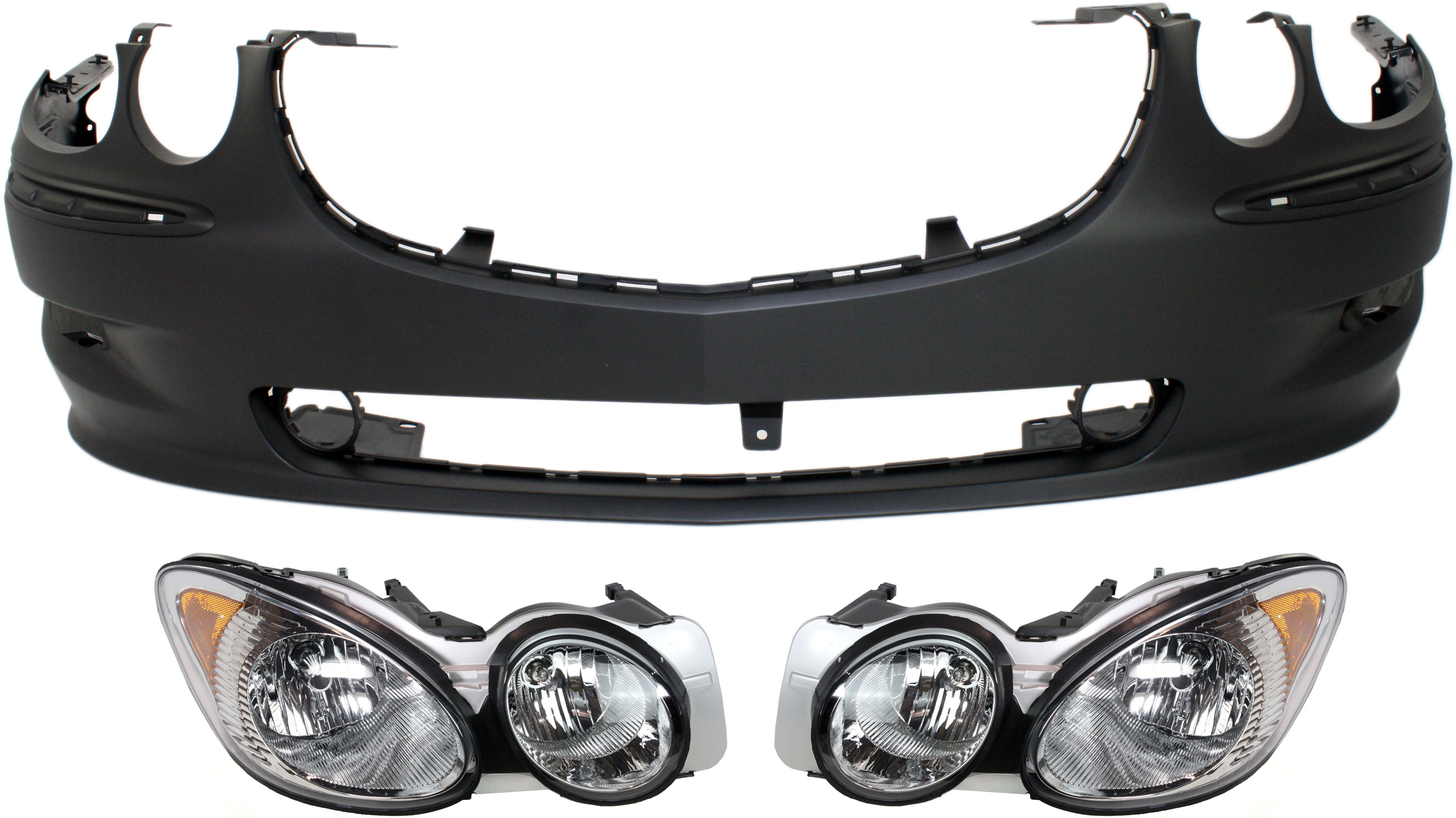 AM ALLURE LACROSSE 08-09 HEAD LAMP RH AND LH with Bulbs 3 pc Kit with Bumper Cover SKU KIT 071918-63 Partslink GM2503341 GM2502341 GM1000862 OEM 25942065-25942064-19168757