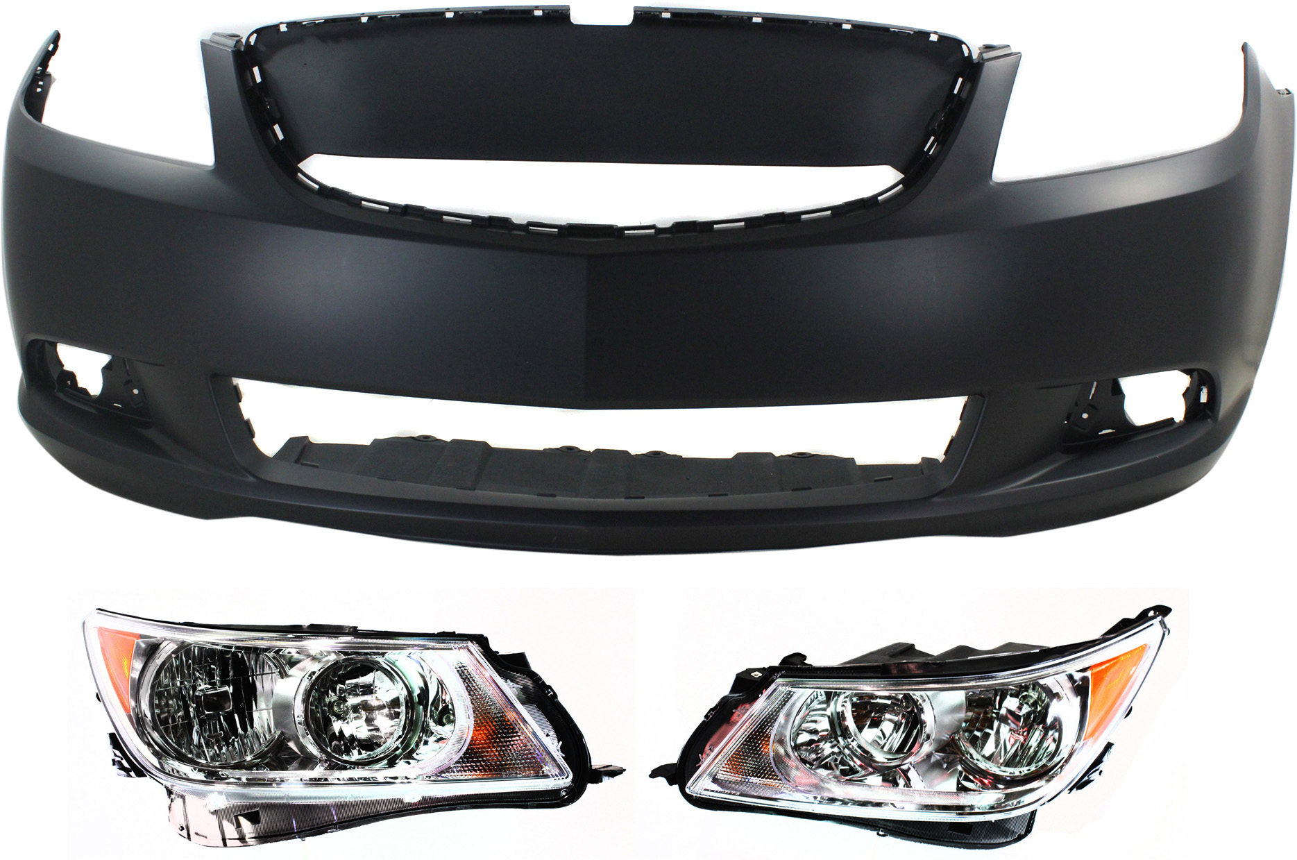 AM ALLURE 10-10 LACROSSE 10-13 HEAD LAMP RH AND LH Assembly Halogen 3 pc Kit with Bumper Cover SKU KIT 071918-64 Partslink GM2502335 GM2503335 GM1000911 OEM 20941382-20941383-20979560