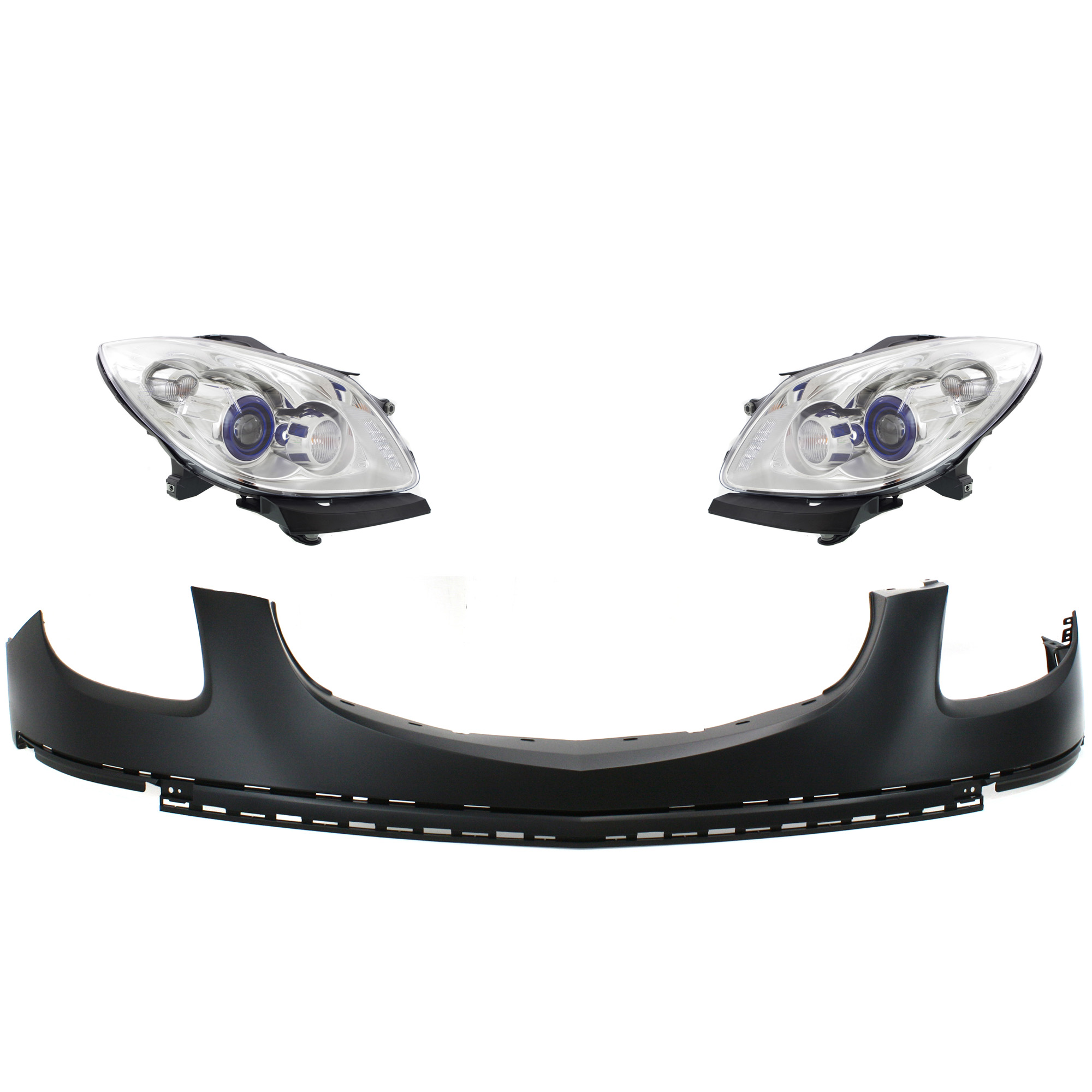 AM ENCLAVE 08-12 HEAD LAMP RH AND LH with Bulbs 3 pc Kit with Bumper Cover SKU KIT 071918-69 Partslink GM2503311 GM2502311 GM1000853 OEM 19351935-22777955-15938762