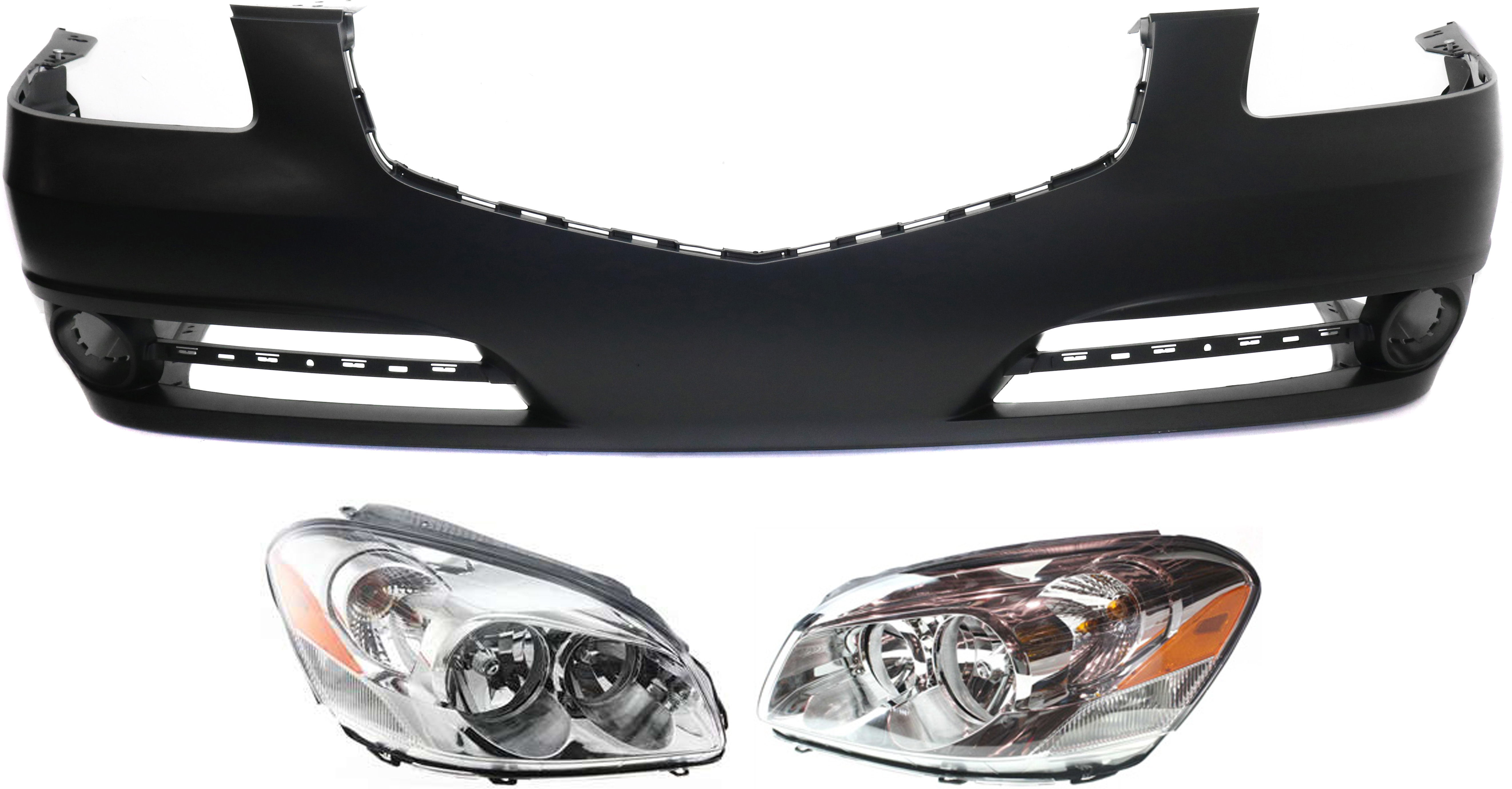 AM LUCERNE 09-11 FRONT BUMPER COVER Primed 3 pc Kit with Headlights SKU KIT 071918-75 Partslink GM1000861 GM2503277 GM2502277 OEM 20827024-25974774-25974773