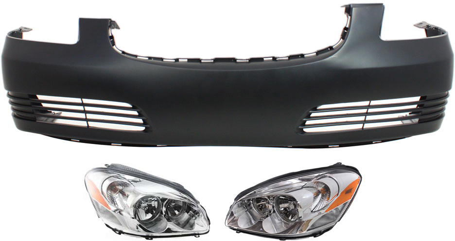 AM LUCERNE 06-08 HEAD LAMP RH AND LH Assembly Halogen 3 pc Kit with Bumper Cover SKU KIT 071918-76 Partslink GM1000822C GM2502277C GM2503277C OEM 20827013-25974773-25974774