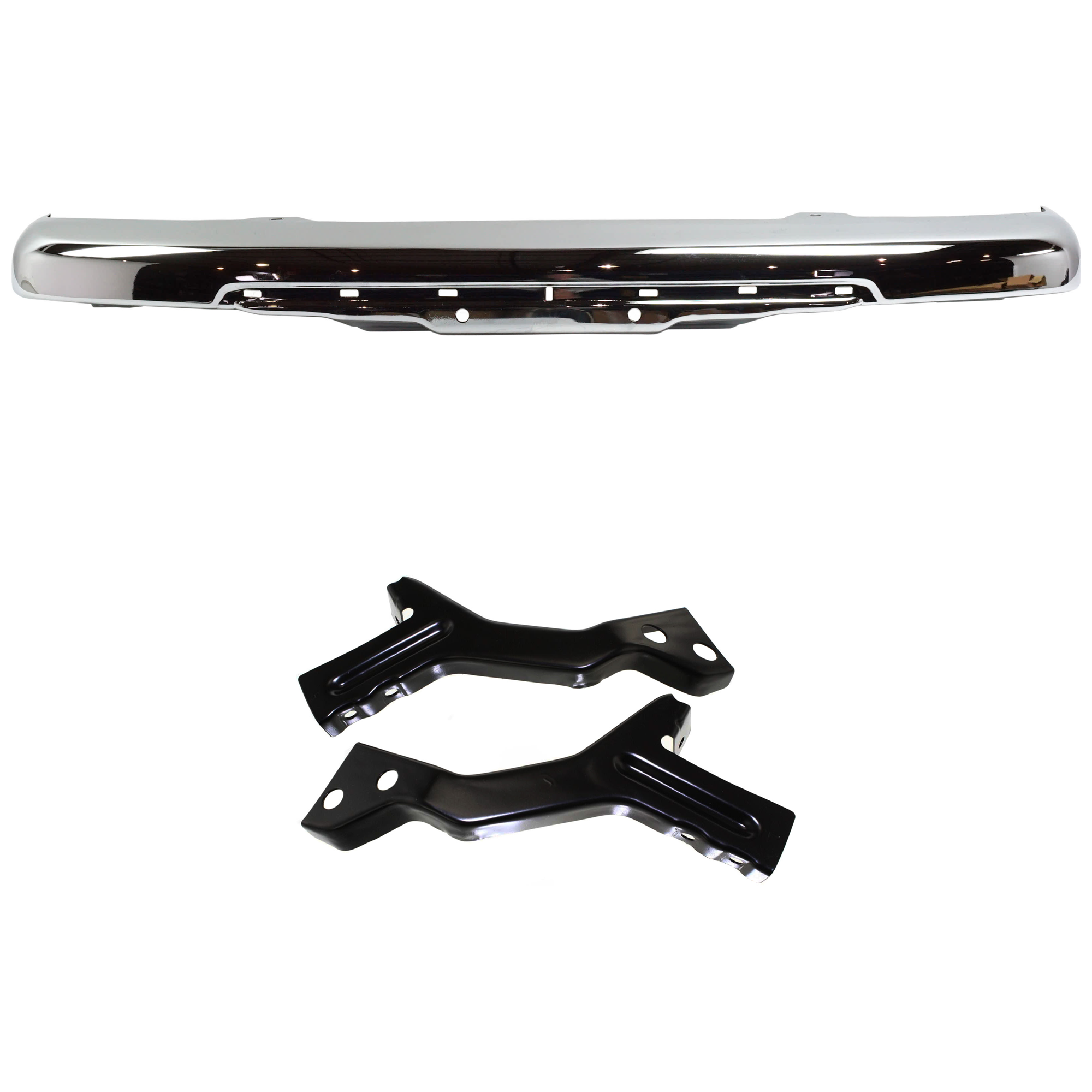 AM COLORADO CANYON 04-09 FRONT BUMPER 2 pc kit Impact Bar Chrome with Bumper Bracket SKU KIT 071924-06 Partslink GM1002824 GM1061103 OEM 12335804 GM1061103