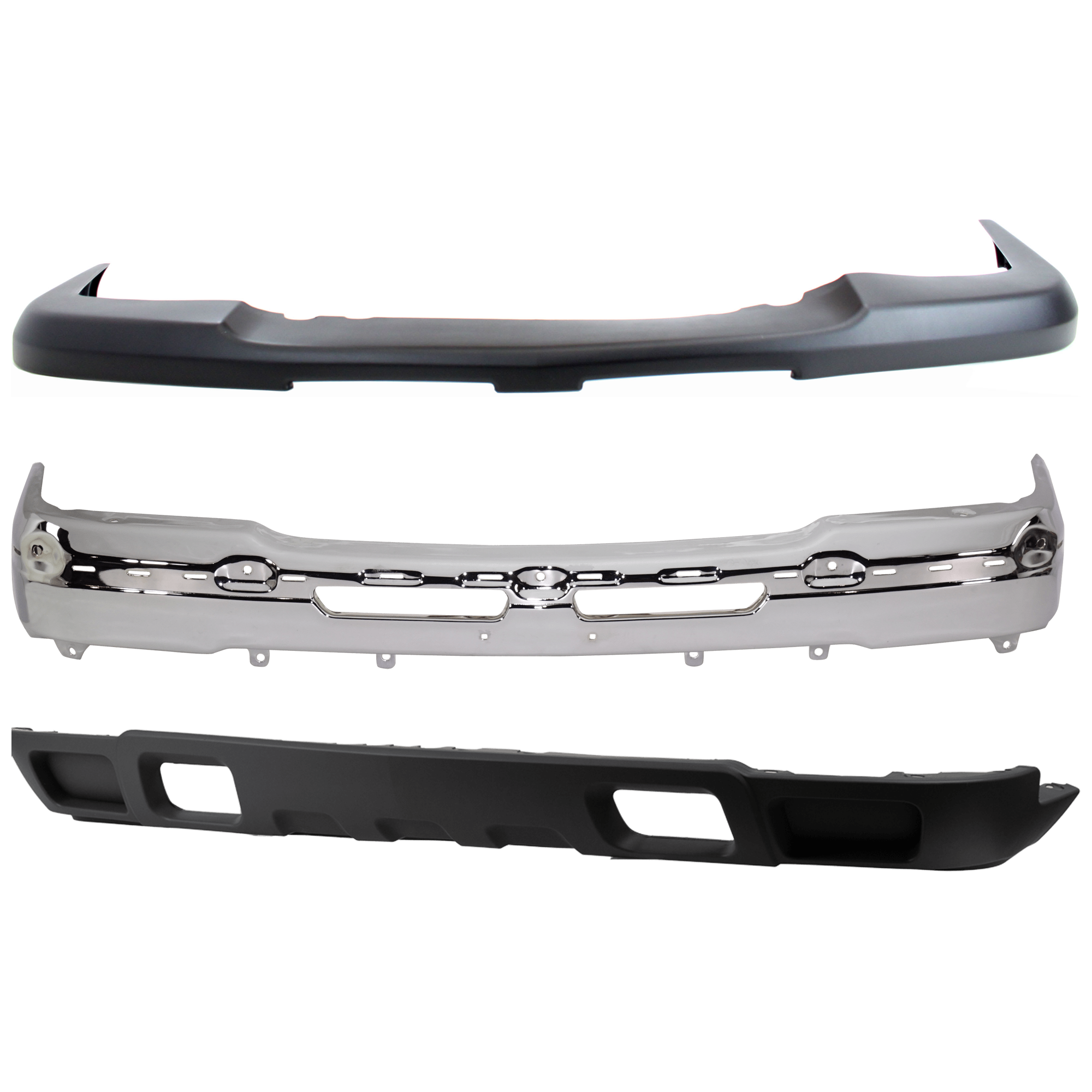 AM SILVERADO 1500-03-06 SILVERADO 2500-03-04 FRONT BUMPER 3 pc kit Face Bar Chrome with Bumper Cover and Valance SKU KIT 071924-12 Partslink GM1002416 GM1051110 GM1092205 GM1092174 OEM 19150310-15139805-10398000