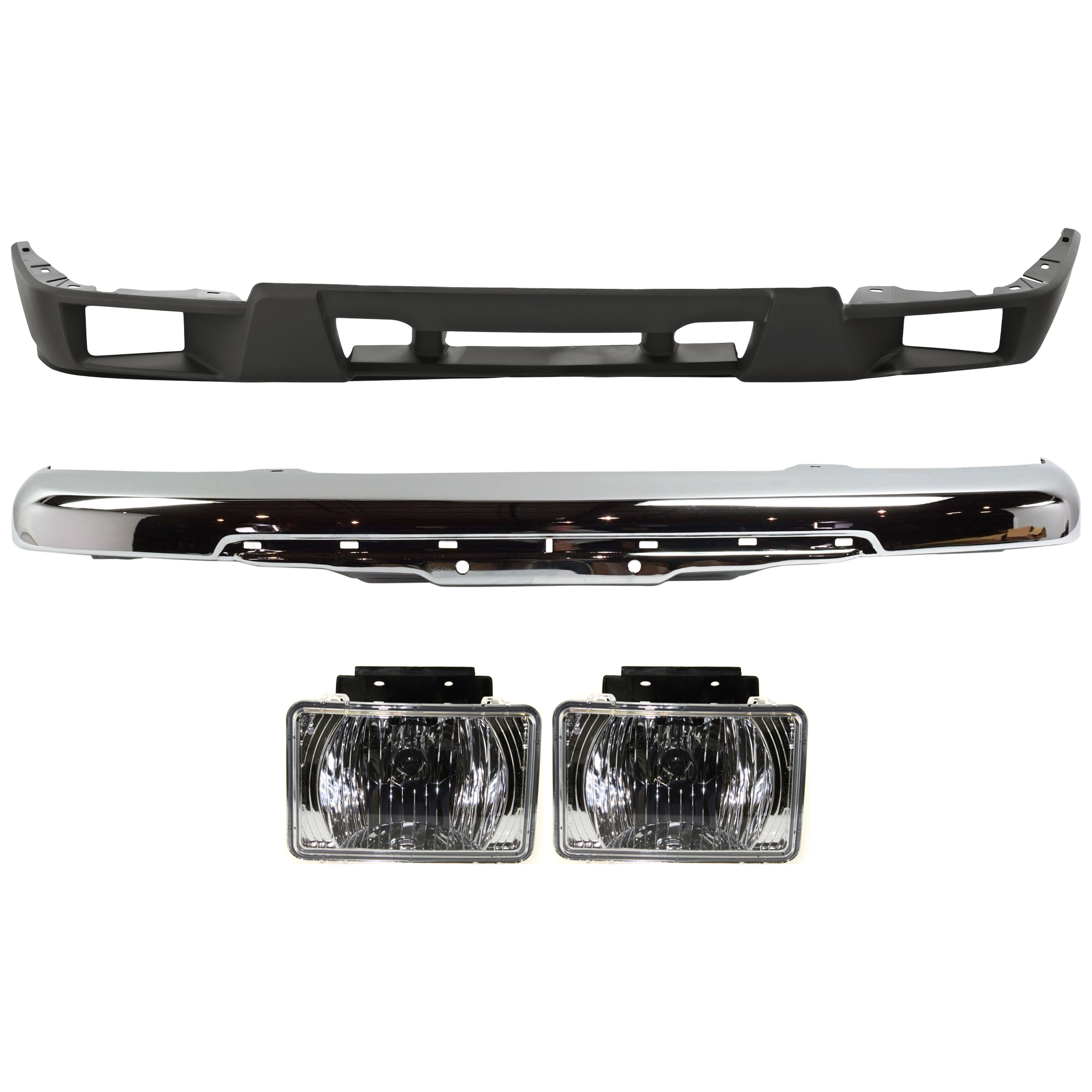 AM COLORADO CANYON 04-12 FRONT BUMPER 4 pc kit Impact Bar Chrome with Bumper Cover and Fog Light SKU KIT 071924-16 Partslink GM1002824 GM1000722 GM2592135 OEM 12335804-12335805-22863814