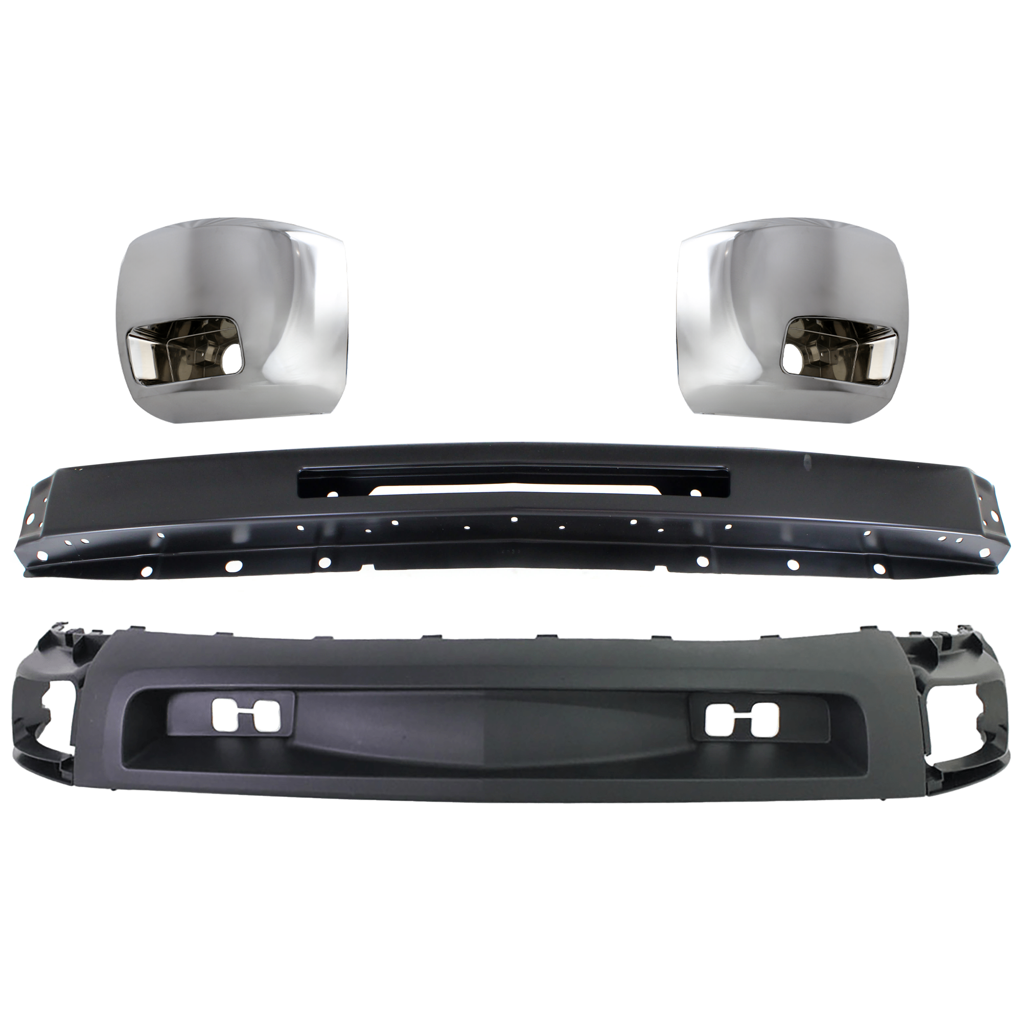 AM SILVERADO 2500 HD SILVERADO 3500 HD 07-10 FRONT BUMPER 4 pc kit Primed with Bumper End and Valance SKU KIT 071924-20 Partslink GM1002836 GM1017108 GM1016108 GM1092202 OEM 15941837-15941850-15839252-158