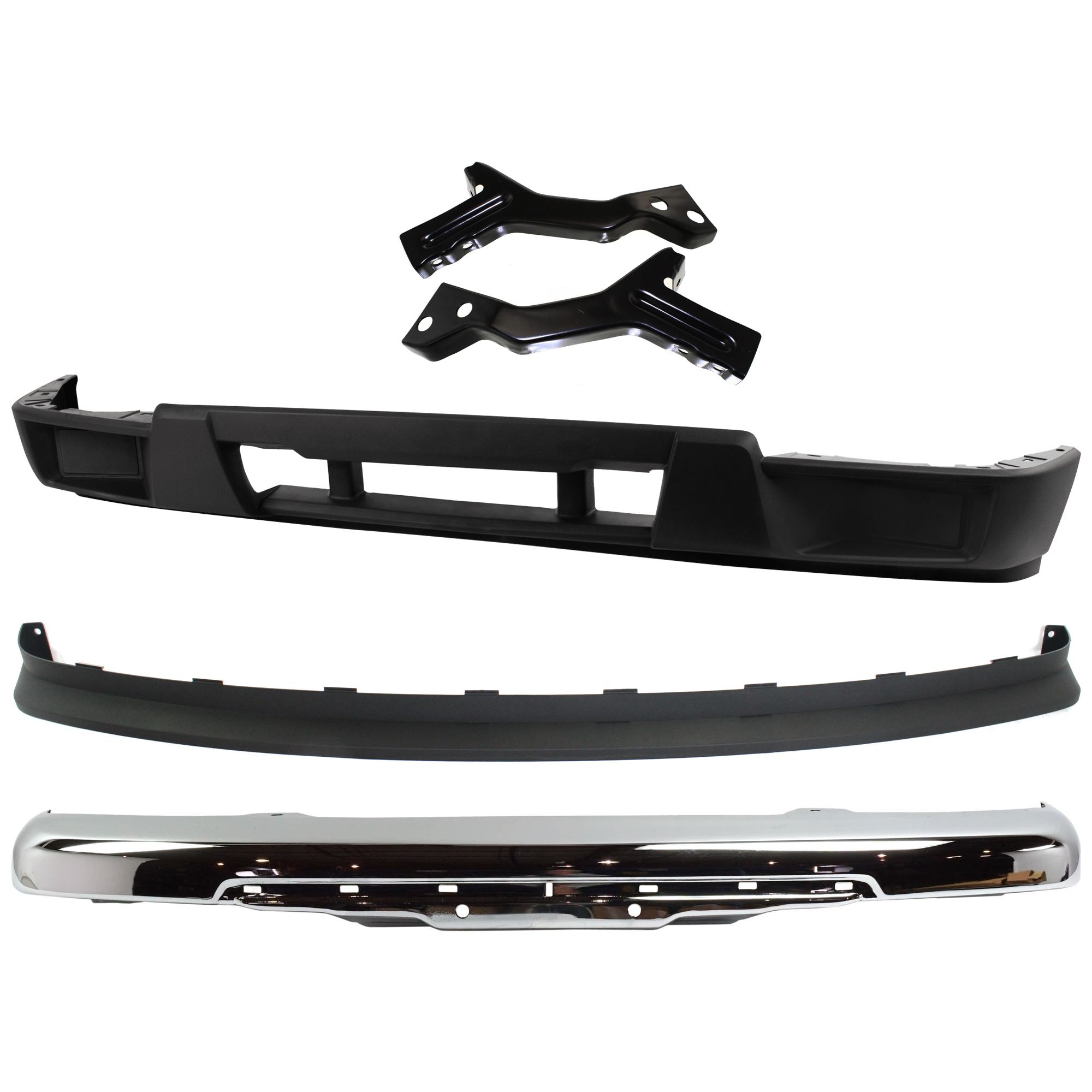 AM COLORADO CANYON 04-09 FRONT BUMPER 4 pc kit Impact Bar Chrome with Bumper Bracket Bumper Cover and Valance SKU KIT 071924-22 Partslink GM1002824 GM1061103 GM1000723 GM1092183 OEM 12335804 GM1061103-12335806-15