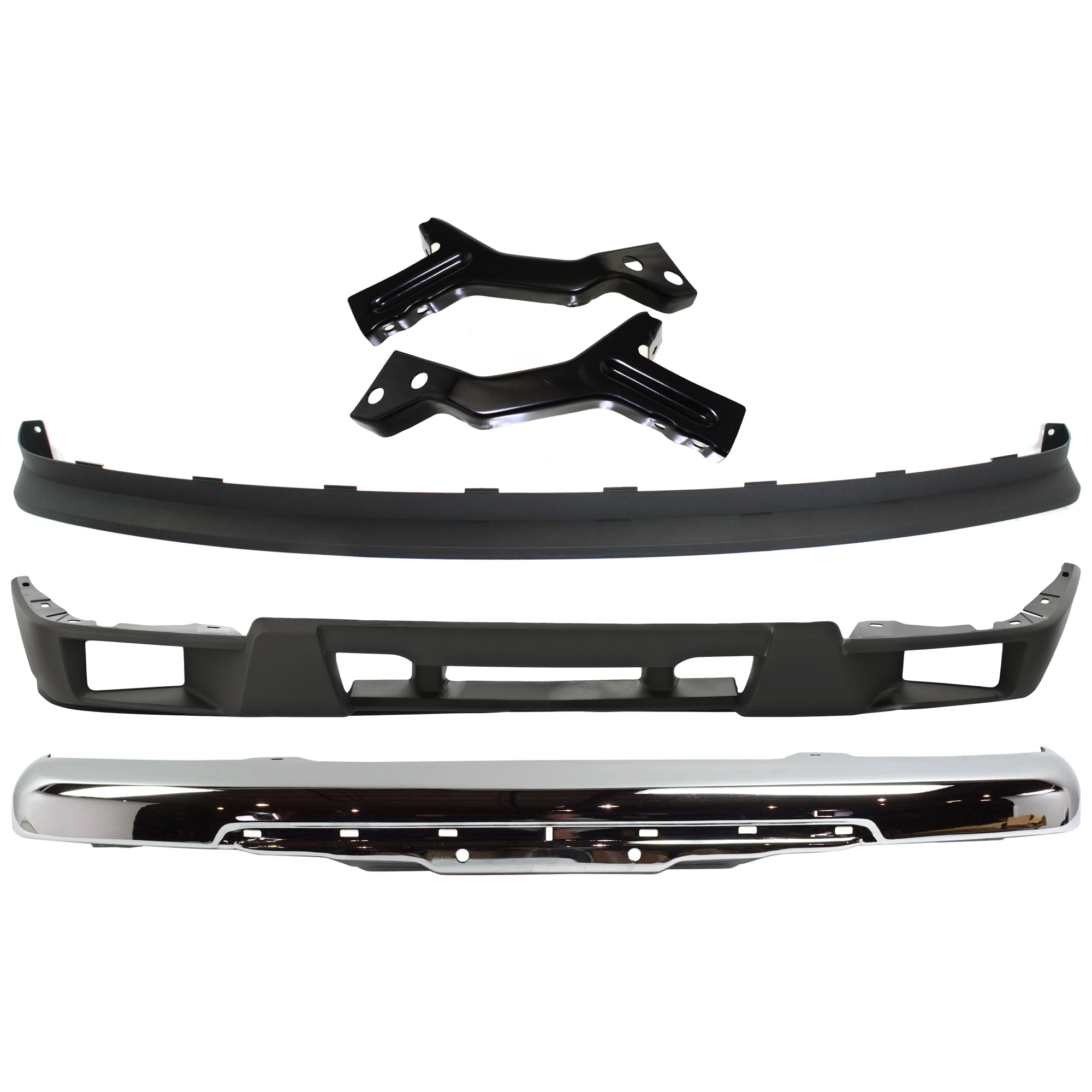 AM COLORADO CANYON 04-09 FRONT BUMPER 4 pc kit Impact Bar Chrome with Bumper Bracket Bumper Cover and Valance SKU KIT 071924-23 Partslink GM1002824 GM1061103 GM1000722 GM1092183 OEM 12335804 GM1061103-12335805-15