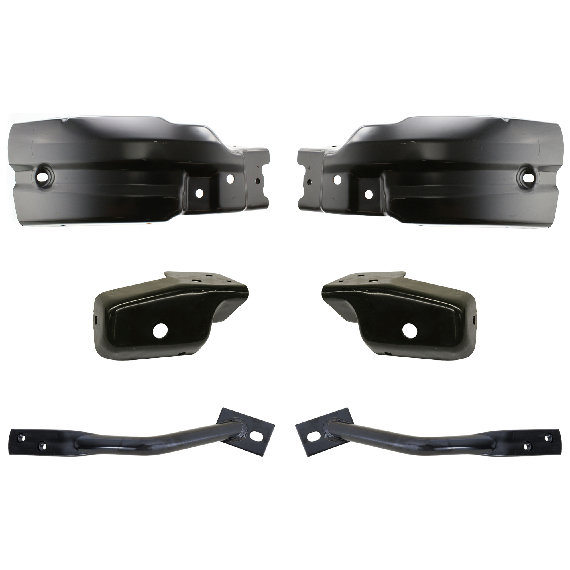 AM SILVERADO 2500 HD SILVERADO 3500 HD 07-10 FRONT BUMPER BRACKET RH AND LH 6 pc kit Impact Bar Steel with Bumper End SKU KIT 071924-33 Partslink GM1066180 GM1066184 GM1067180 GM1067184 GM1005148 GM1004148 OEM 15838208-15838209-25862429-258