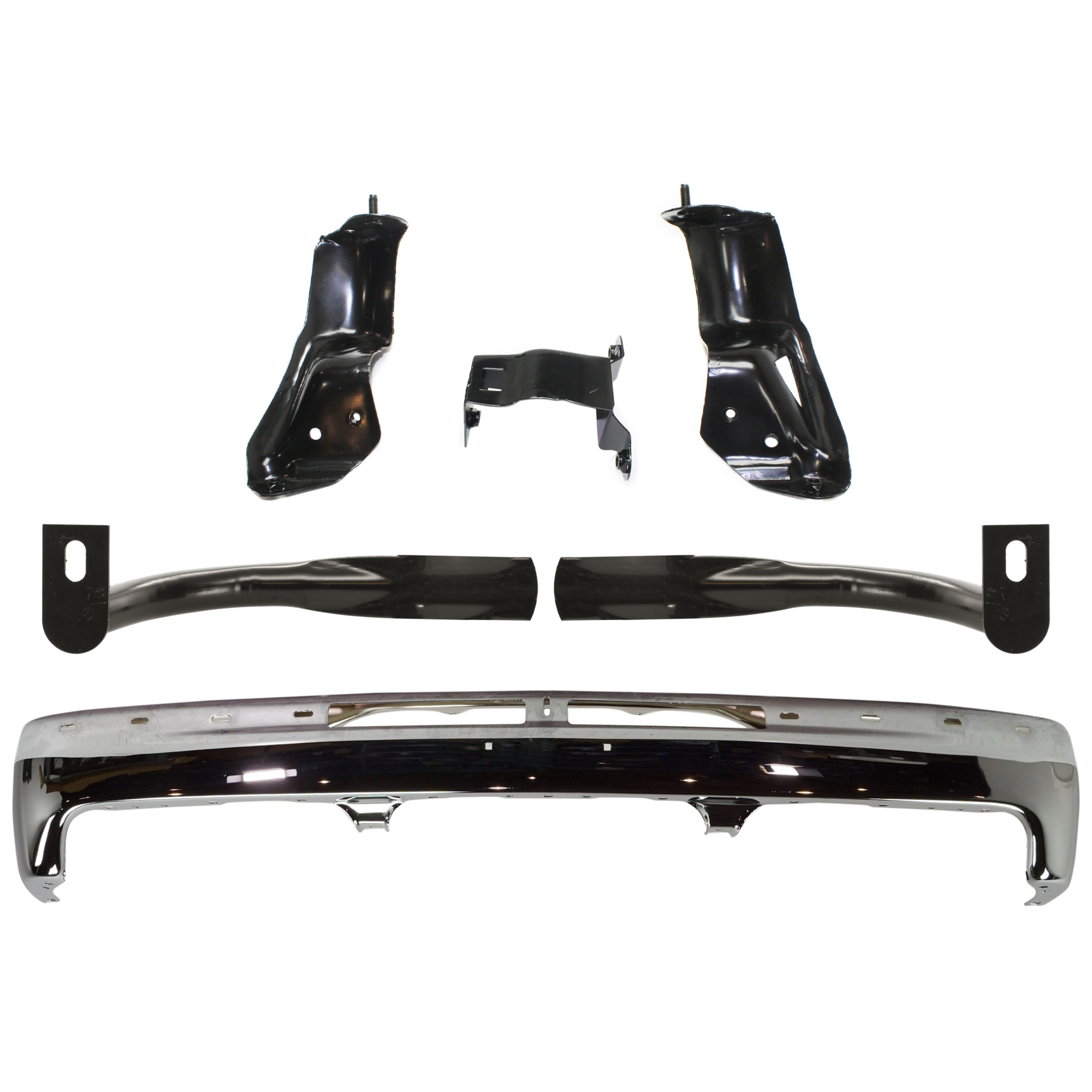 AM SILVERADO 99-02 TAHOE 00-06 FRONT BUMPER 4 pc kit w Bumper Bracket Chrome w o Bracket SKU KIT 071924-57 Partslink GM1002376 GM1061102 GM1067129 GM1066129 OEM 12336026 Performance 15705658