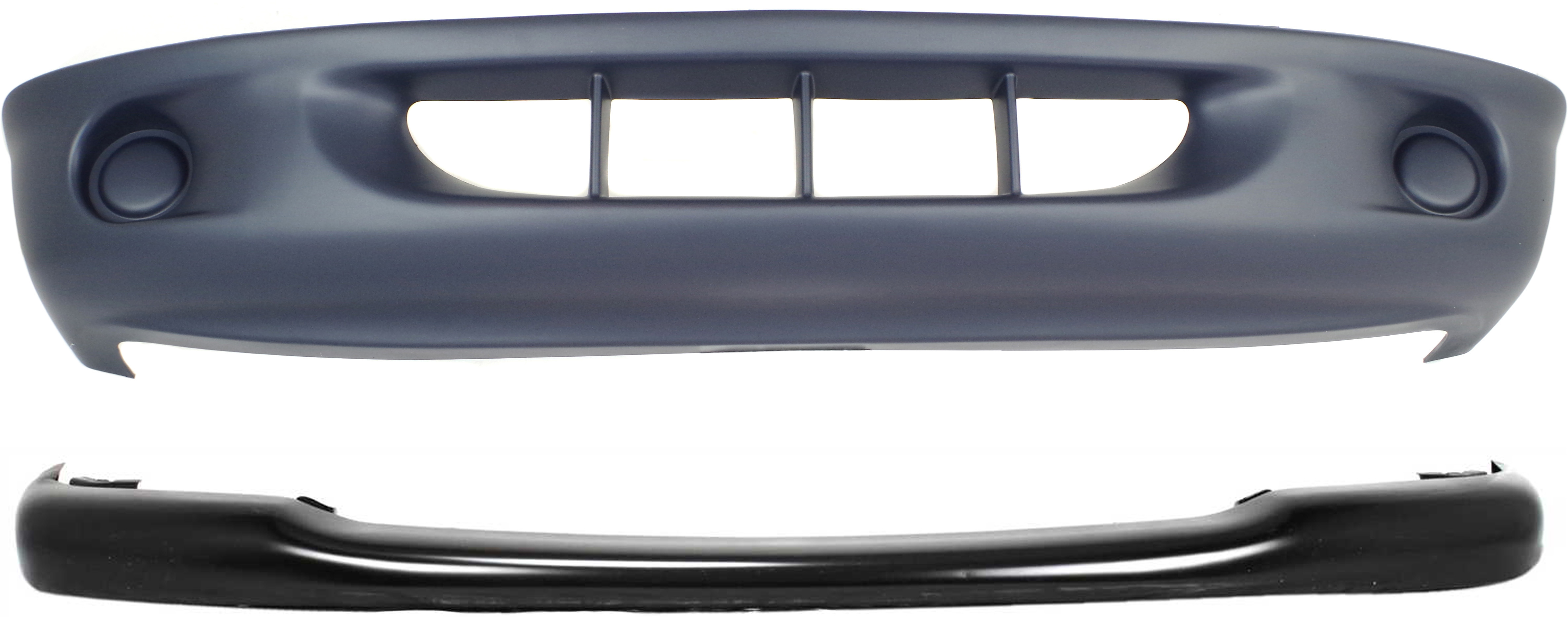 AM DAKOTA 97-00 FRONT BUMPER COVER Lower Primed w 2 Piece Type Bumper w o Fog Light Holes 2 pc Kit w Bumper SKU KIT 072017-17 Partslink CH1000289 OEM 4897588AB 55255845 PFM