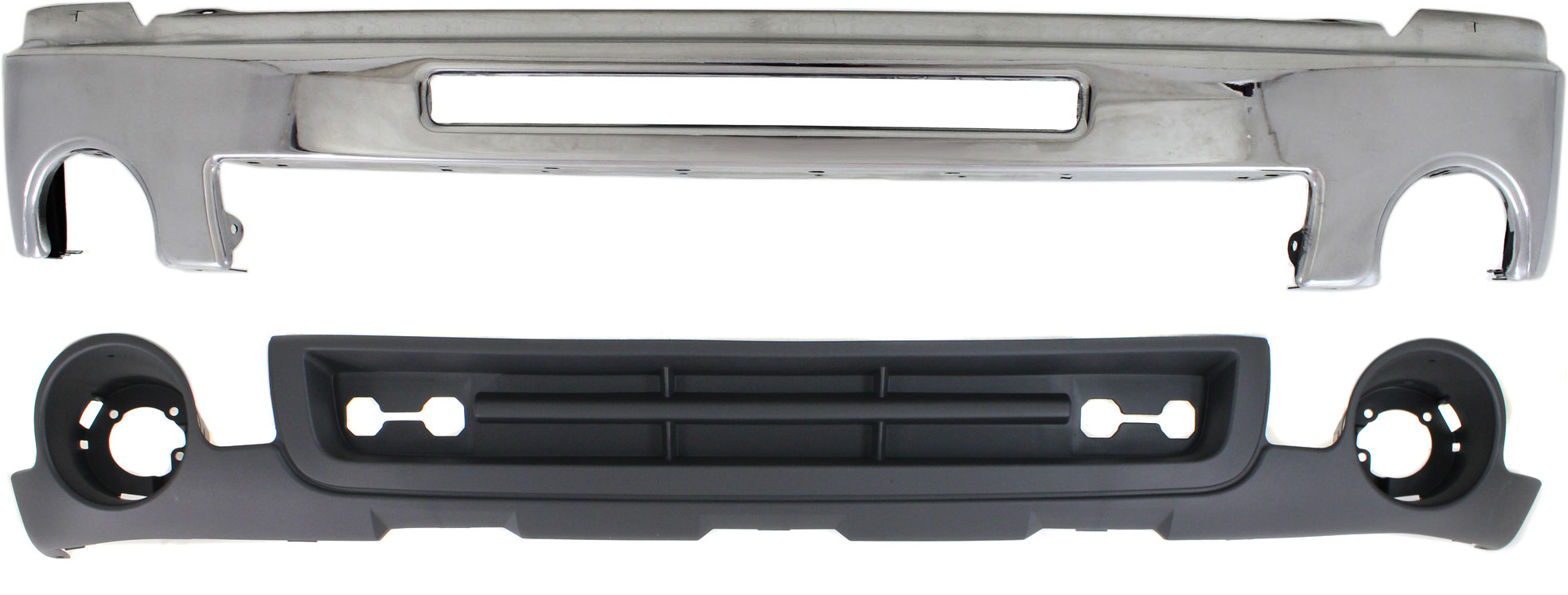 AM SIERRA 2500 HD SIERRA 3500 HD 07-10 FRONT BUMPER 2 pc Kit with Valance SKU KIT 072017-28 Partslink GM1002834 GM1092218 OEM 15902856-15921531