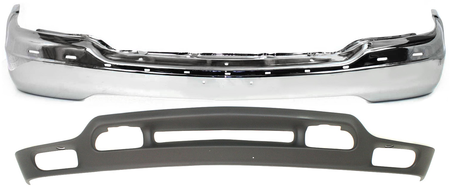 AM SIERRA 99-02 YUKON 00-06 FRONT BUMPER Chrome 2 pc kit with Valance SKU KIT 072017-30 Partslink GM1002835 GM1092169 OEM 15758072 PFM 88980801