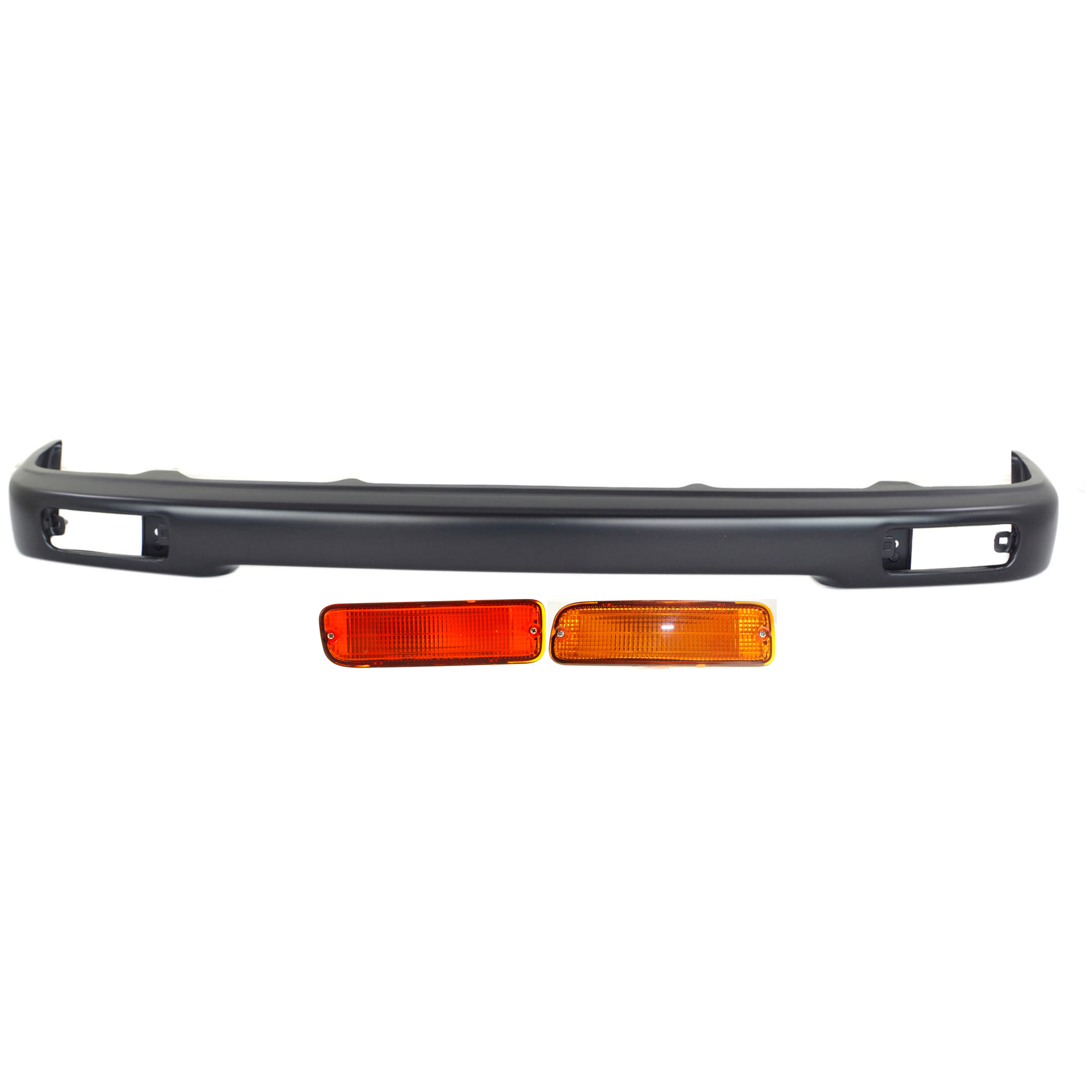 AM TACOMA 95-97 FRONT BUMPER 3 pc kit Black with Turn Signal Light SKU KIT 072024-10 Partslink TO1002153 TO2531119 TO2530119 OEM 5210104050-8151035100-81520351