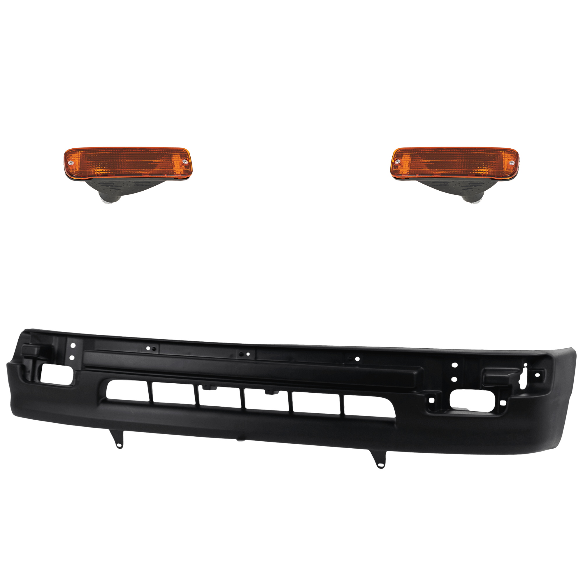AM TACOMA 98-00 FRONT VALANCE 3 pc kit Textured w Trim Holes with Turn Signal Light SKU KIT 072024-11 Partslink TO1095171 TO2531122 TO2530122 OEM 5391104060-8151035110-81520351
