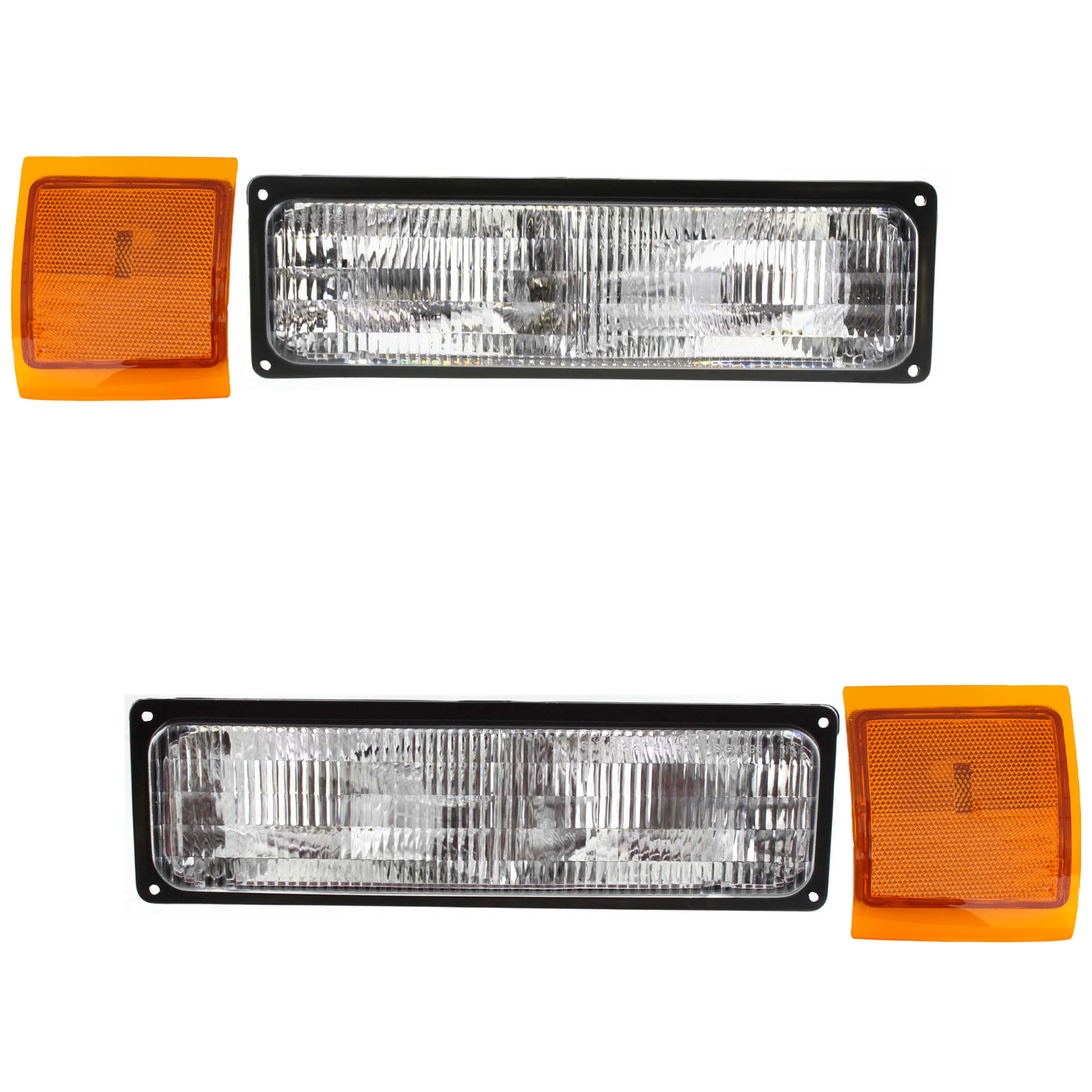 AM C K FULL SIZE P U 94-00 FRONT TURN SIGNAL LAMP RH AND LH 4 pc kit Lens and Housing w Composite Headlight w Side Marker SKU KIT 072024-19 Partslink GM2520128 GM2521128 GM2550144 GM2551144 OEM 5976837-5976838-5977737-597773