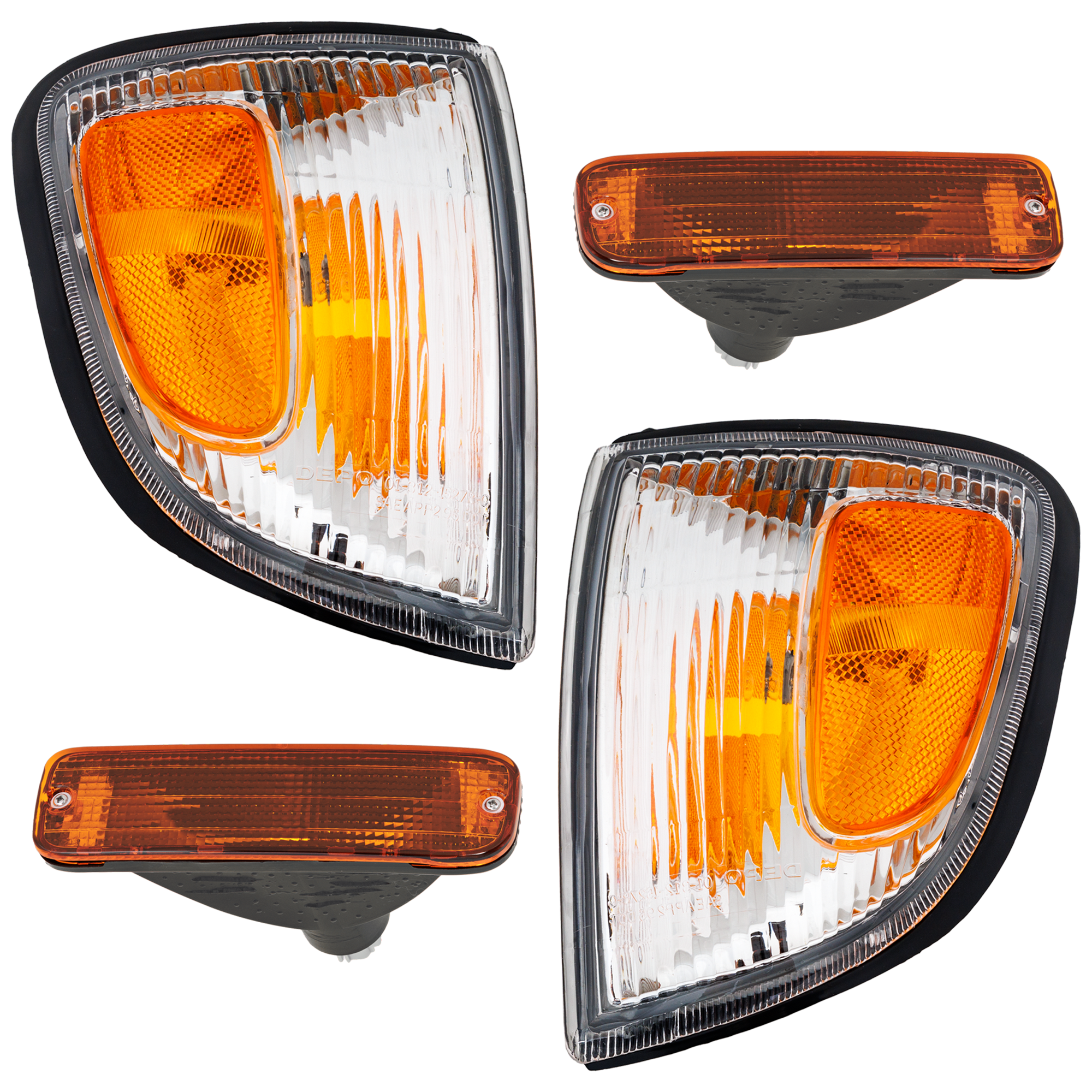AM TACOMA 98-00 CORNER LAMP RH AND LH 4 pc kit Assembly with Turn Signal Light SKU KIT 072024-23 Partslink TO2520155 TO2521155 TO2531122 TO2530122 OEM 8161004050-8162004050-81510351