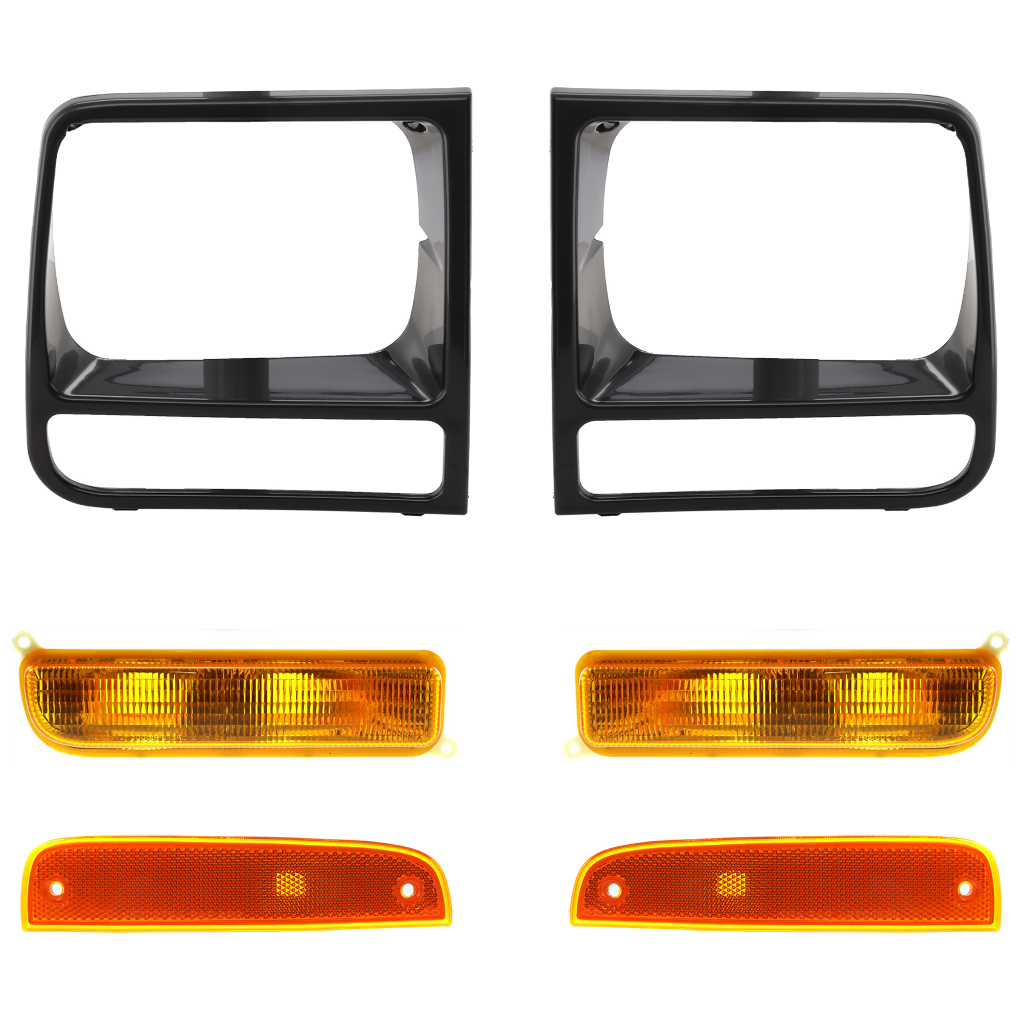 AM CHEROKEE 98-01 HEAD LAMP DOOR RH AND LH 6 pc kit Primed with Side Marker and Turn Signal Light SKU KIT 072024-42 Partslink CH2512156 CH2513156 CH2550118 CH2551118 CH2520127 CH2521127 OEM 5EM72SW1-5EM73SW1-55055147-550