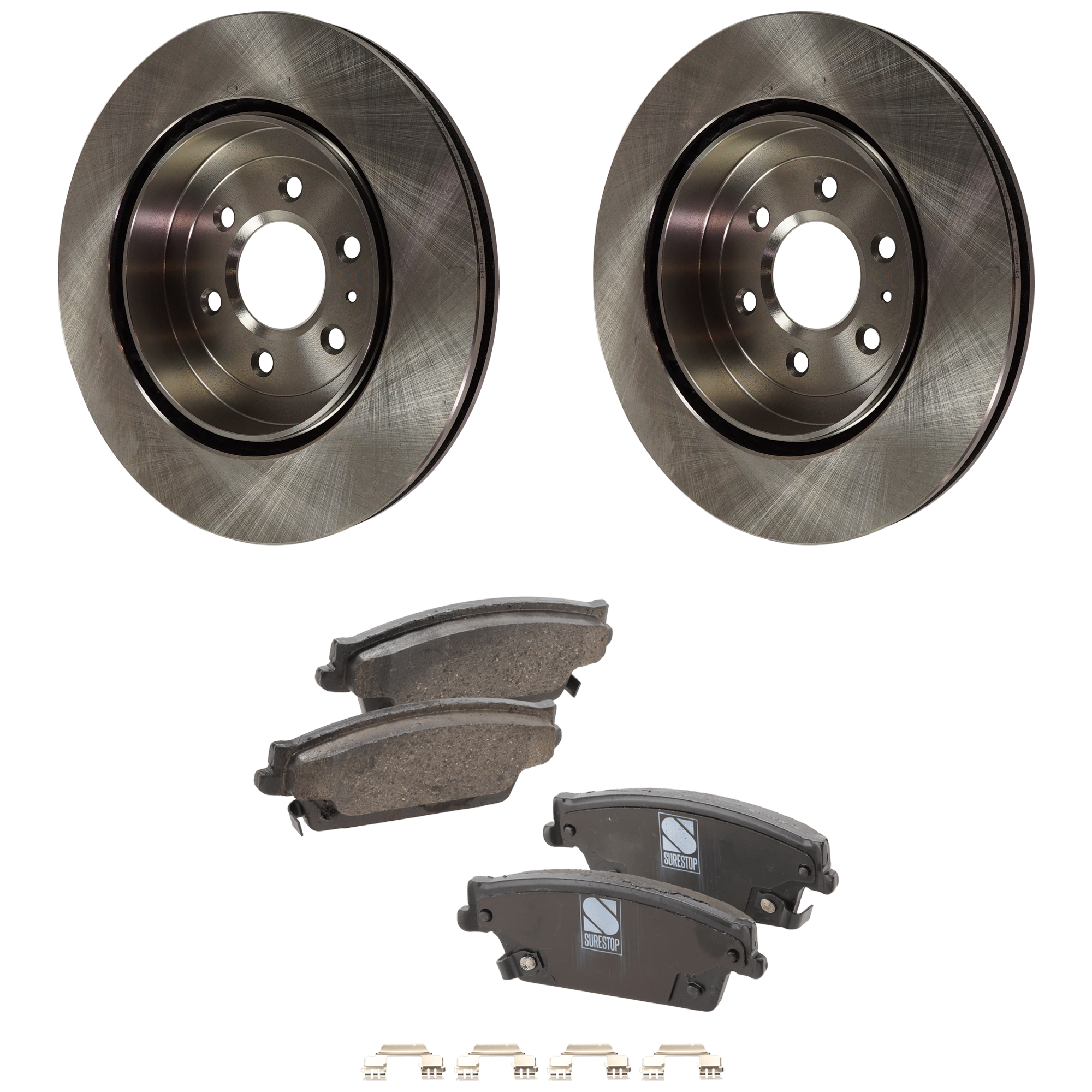 AM SRX 04-09 REAR BRAKE DISC AND PAD KIT 4 pc kit SKU KIT 072121-103 OEM 15235141-18047757-18047758-890