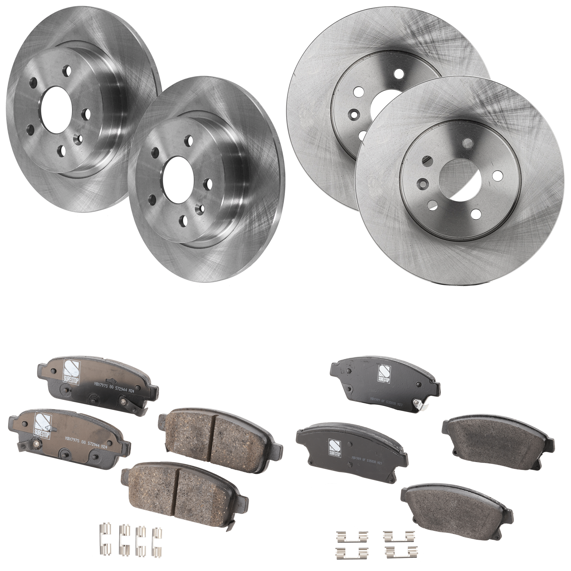 AM ENCORE 13-17 TRAX 15-17 FRONT AND REAR BRAKE DISC AND PAD KIT 8 pc kit Plain Surface SKU KIT 072121-117 OEM 41272-55199-850232-886208-9009