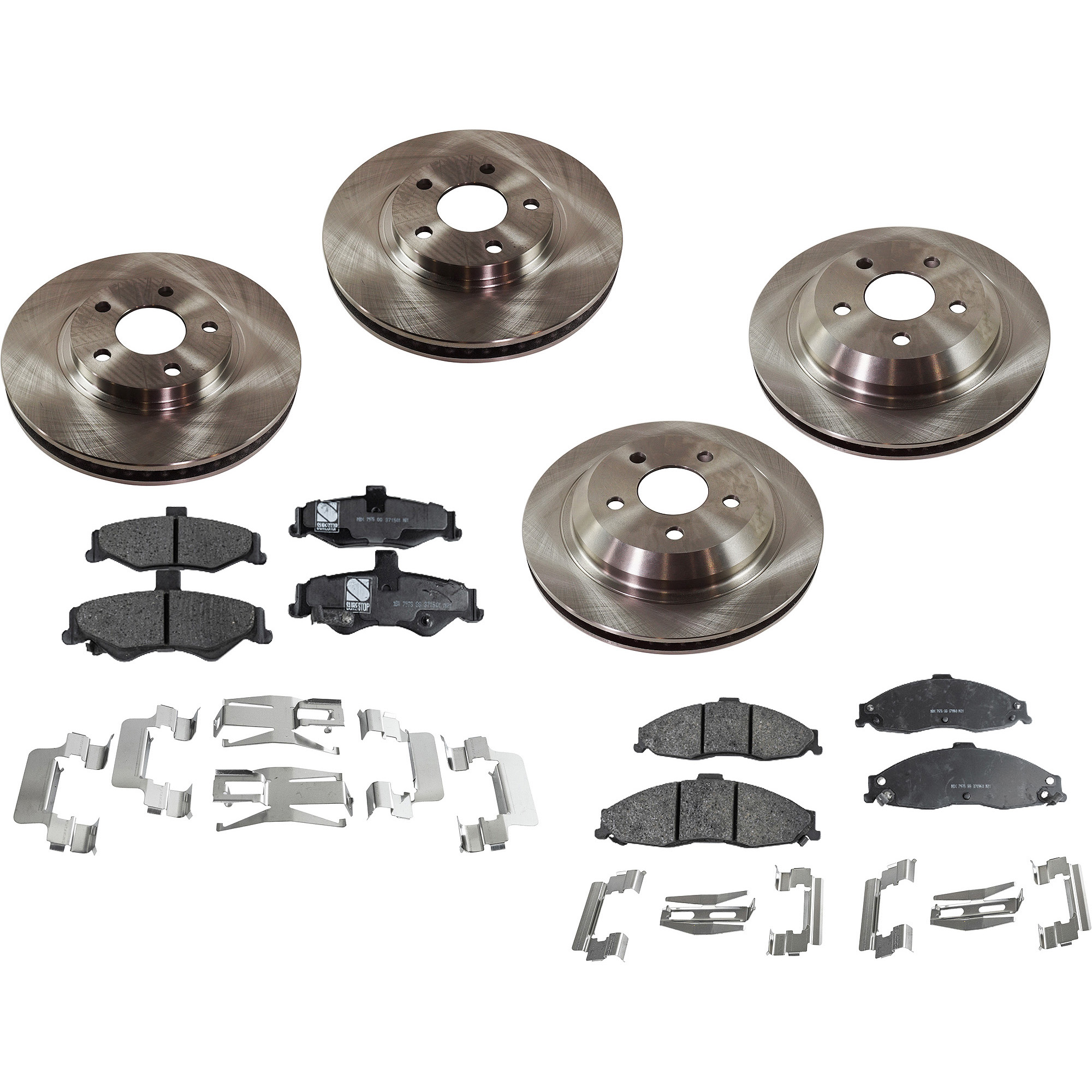 AM FIREBIRD 98-02 FRONT AND REAR BRAKE DISC AND PAD KIT 8 pc kit SKU KIT 072121-133 OEM 18021015-18023536-12454972-180