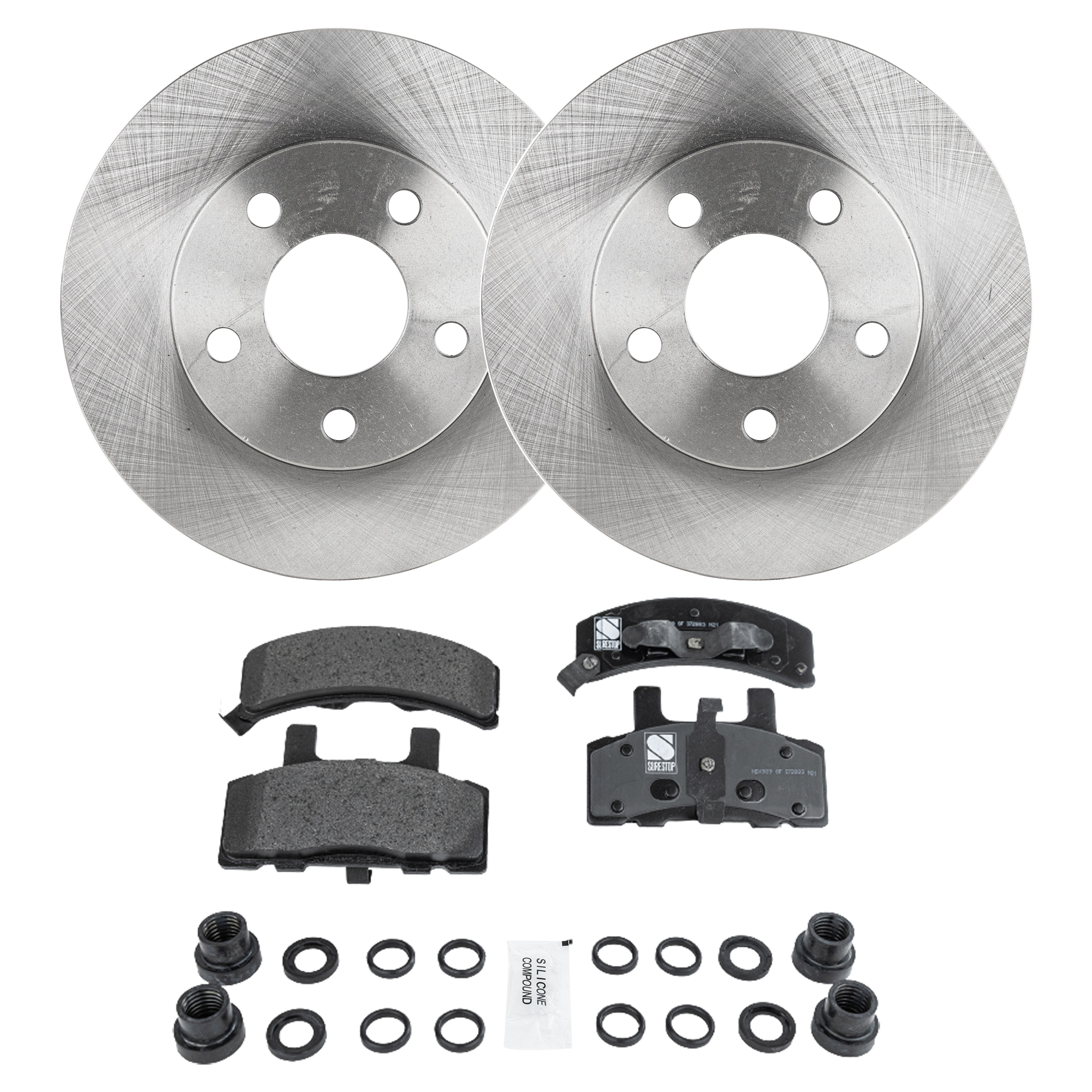 AM DEVILLE 90-93 FRONT BRAKE DISC AND PAD KIT 4 pc kit SKU KIT 072121-33 OEM 18018860-18018903-18020786-180