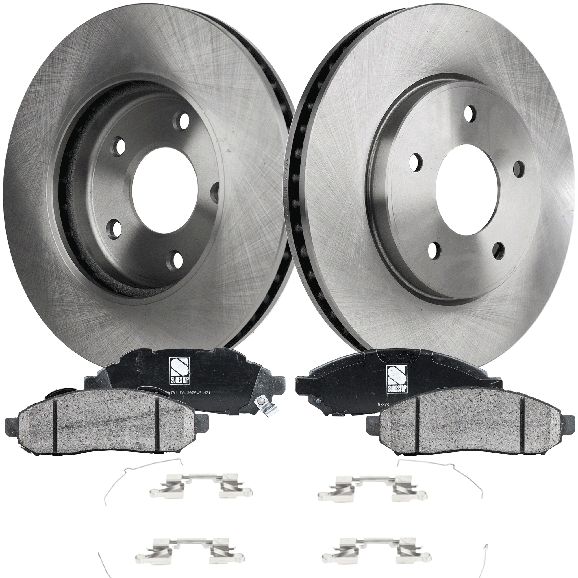 AM LEAF 11-13 NV200-13-20 FRONT BRAKE DISC AND PAD KIT 2 Wheel Set SKU KIT 072121-67 OEM 44733-850258-60067103-60068017