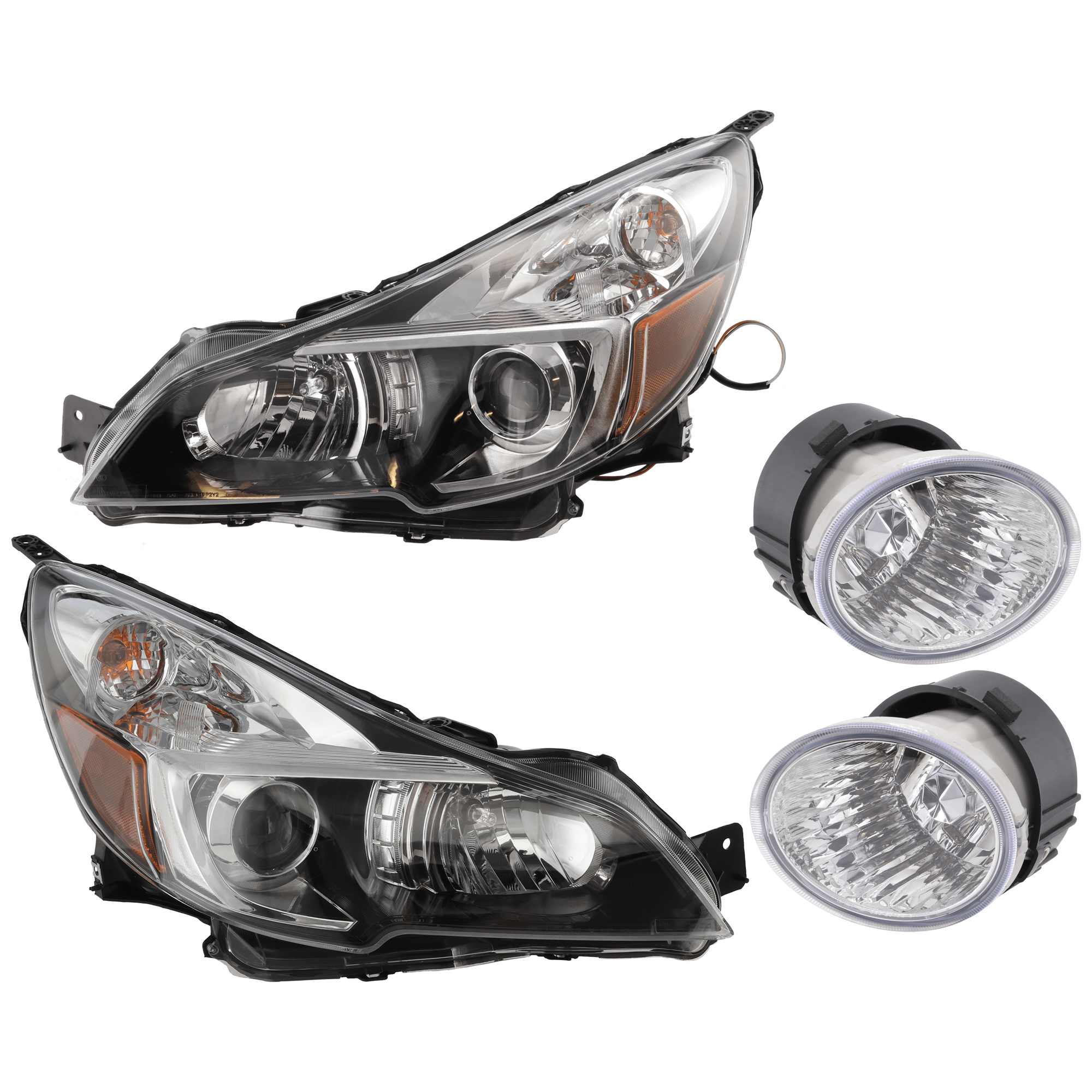 AM OUTBACK 13-14 HEAD LAMP RH AND LH 4 pc Kit Assembly Halogen with Fog Light SKU KIT 072126-143 Partslink SU2502141 SU2503141 SU2593123 SU2592123 OEM 84001AJ22B 84001AJ23B 84501AJ0