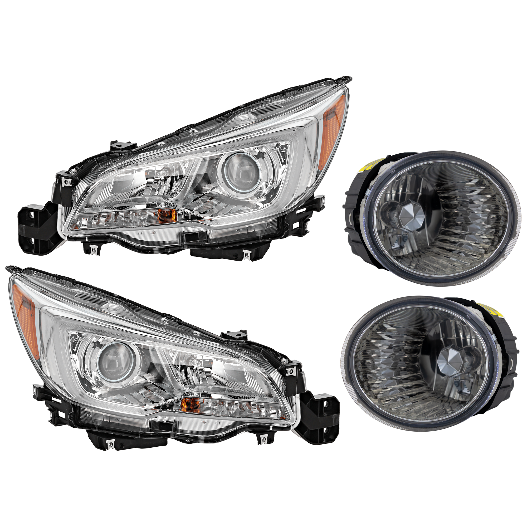 AM OUTBACK 15-17 HEAD LAMP RH AND LH 4 pc Kit Assembly Halogen with Fog Light SKU KIT 072126-147 Partslink SU2502151 SU2503151 SU2593125 SU2592125 OEM 84001AL02A PFM 84001AL00A 8400