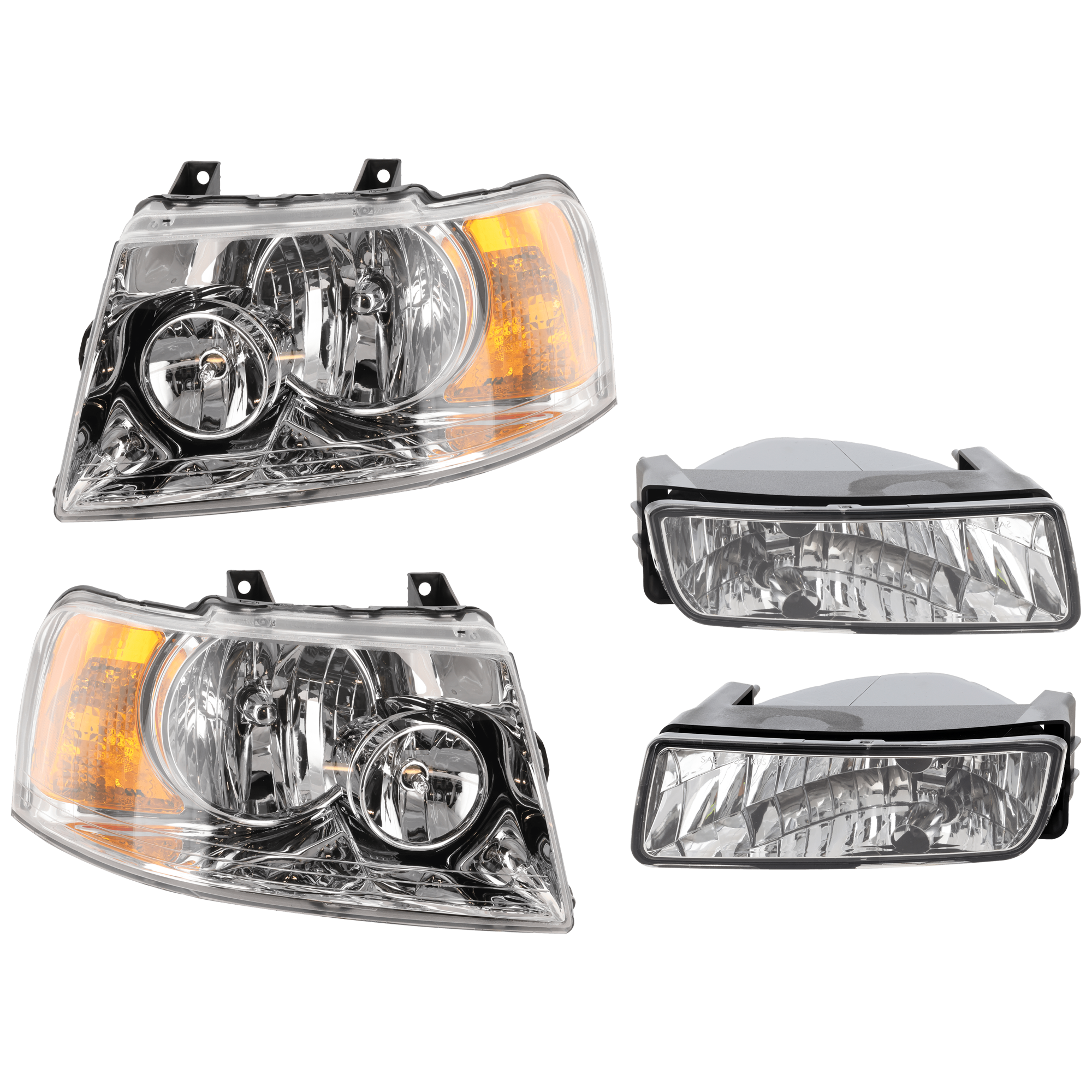 AM EXPEDITION 03-06 HEAD LAMP RH AND LH 4 pc Kit Assembly Halogen with Fog Light SKU KIT 072126-148 Partslink FO2502198 FO2503181 FO2593189 FO2592189 OEM 6L1Z13008AA 6L1Z13008DA 2L1Z15