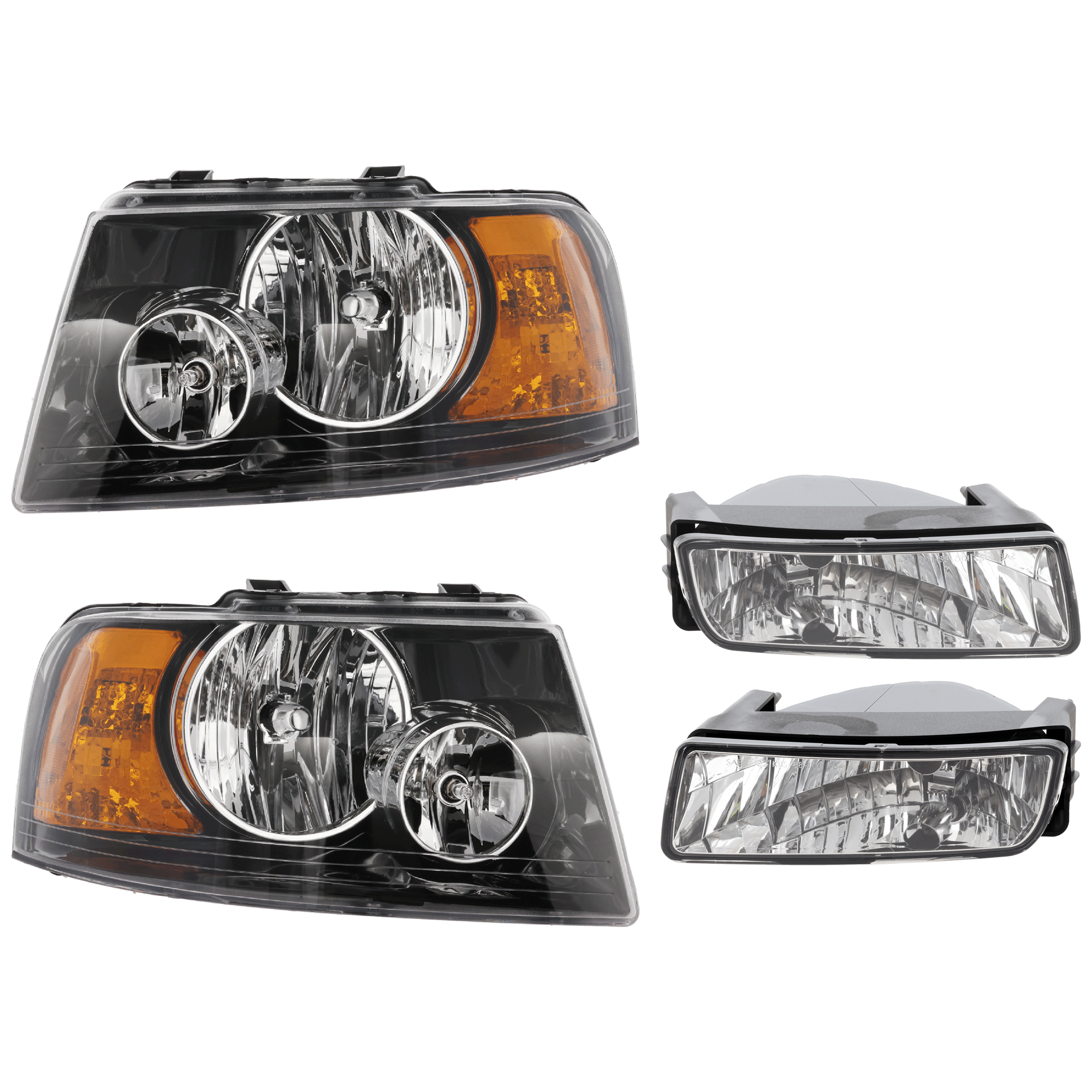 AM EXPEDITION 03-06 HEAD LAMP RH AND LH 4 pc Kit Assembly Halogen with Fog Light SKU KIT 072126-149 Partslink FO2502198 FO2503198 FO2593189 FO2592189 OEM 6L1Z13008CA 6L1Z13008DA 2L1Z15