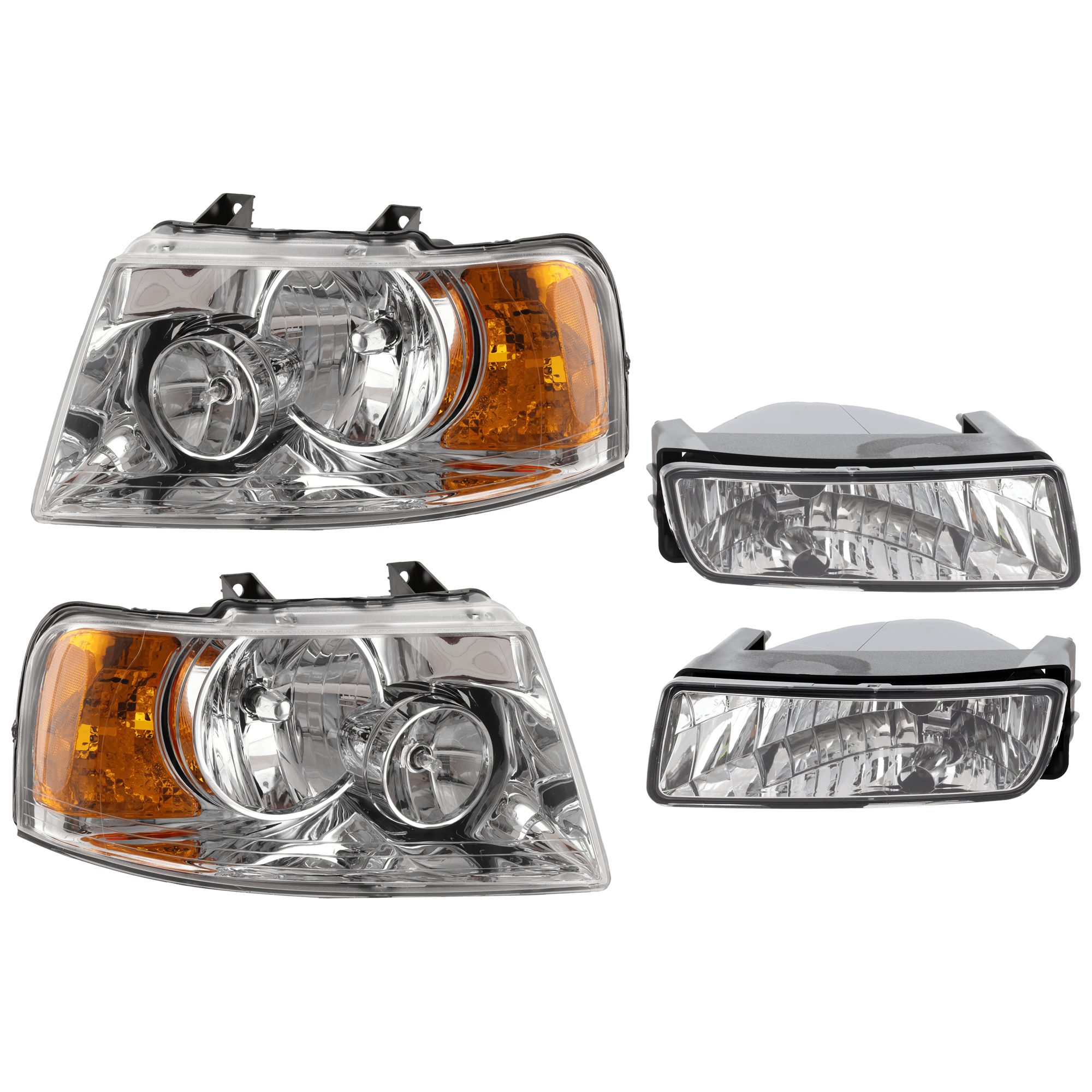 AM EXPEDITION 03-06 HEAD LAMP RH AND LH 4 pc Kit Assembly Halogen with Fog Light SKU KIT 072126-150 Partslink FO2502181 FO2503181 FO2593189 FO2592189 OEM 6L1Z13008AA 6L1Z13008BA 2L1Z15