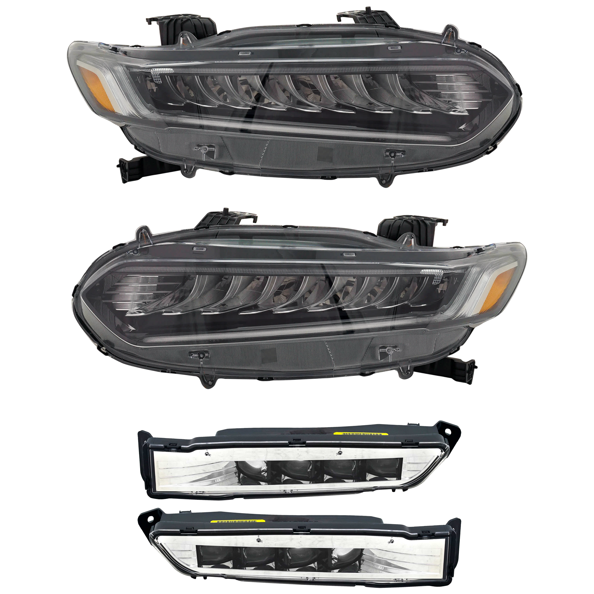 AM ACCORD 18-20 HEAD LAMP RH AND LH 4 pc Kit Assembly LED with Fog Light SKU KIT 072126-157 Partslink HO2502188C HO2503188C HO2593145C HO2592145C OEM 33100TVAA11-33150TVAA11-33900T
