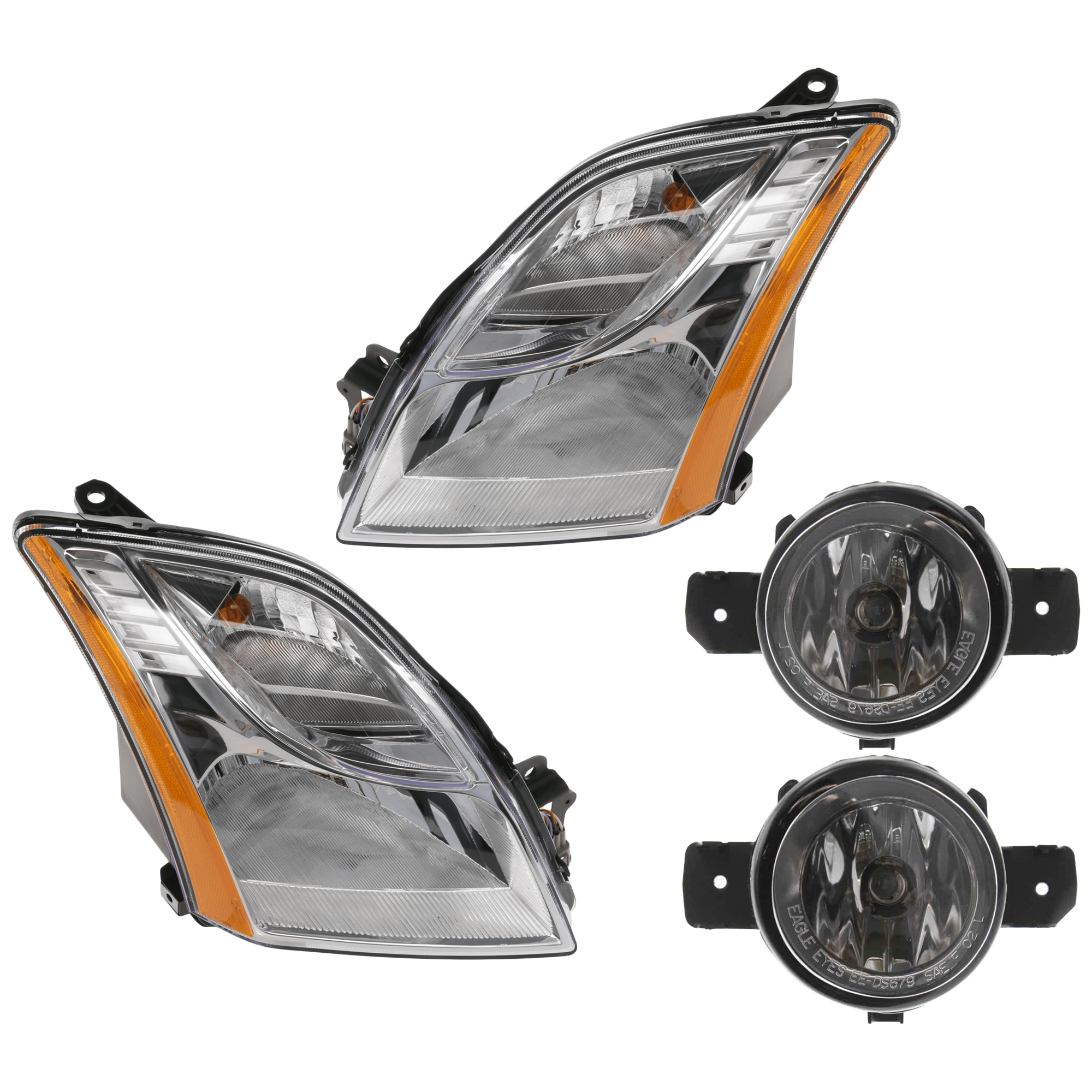AM SENTRA 10-12 HEAD LAMP RH AND LH 4 pc Kit Assembly Halogen with Fog Light SKU KIT 072126-170 Partslink NI2502196 NI2503196 NI2593122 NI2593117 NI2592122 NI2592117 OEM 26010ZT50A 26060ZT50A 261509B9