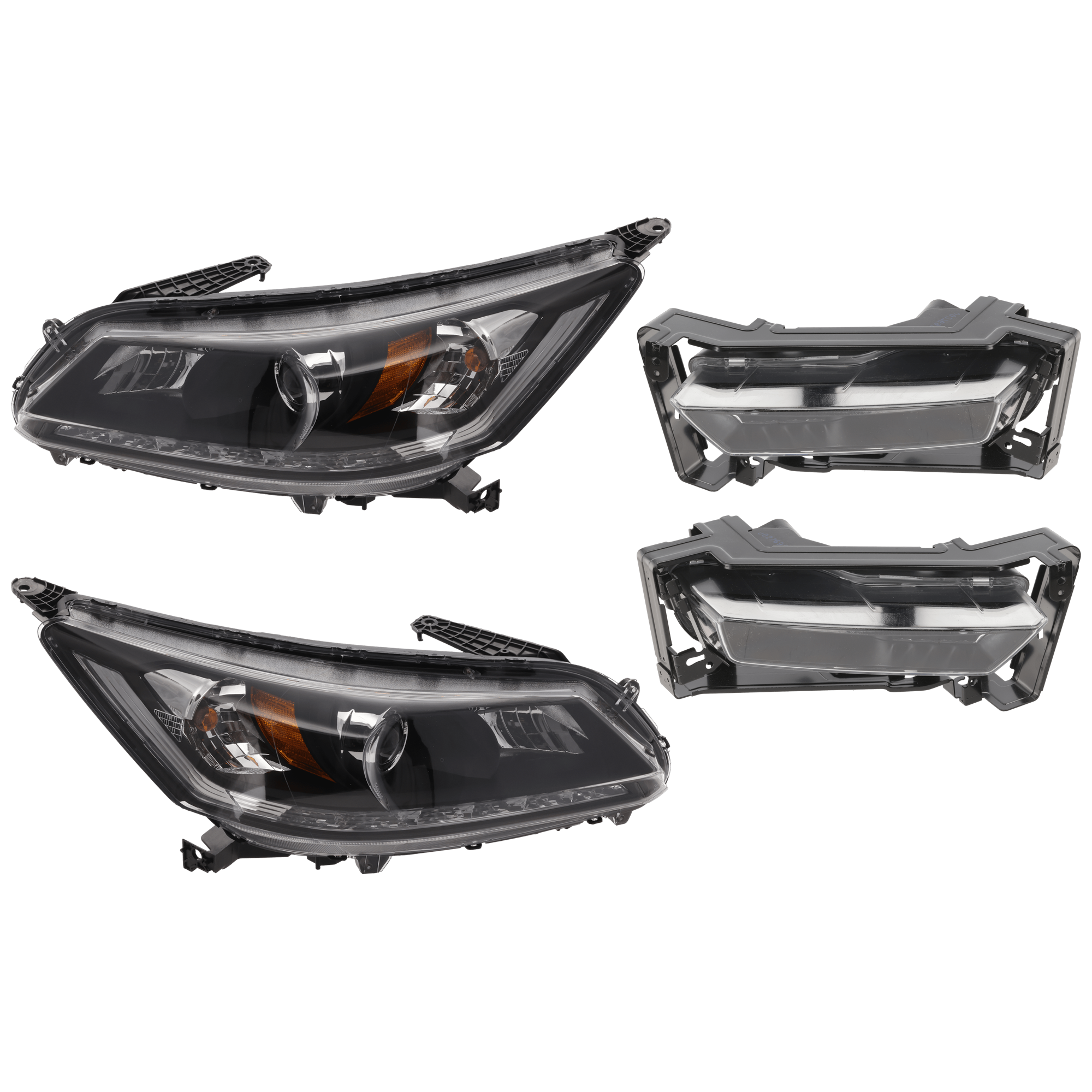 AM ACCORD 13-15 HEAD LAMP RH AND LH 4 pc Kit Assembly Halogen with Fog Light SKU KIT 072126-178 Partslink HO2502156 HO2503156 HO2593138 HO2593132 HO2592138 HO2592132 OEM 33100T2AA21-33100T2AA11-33150T