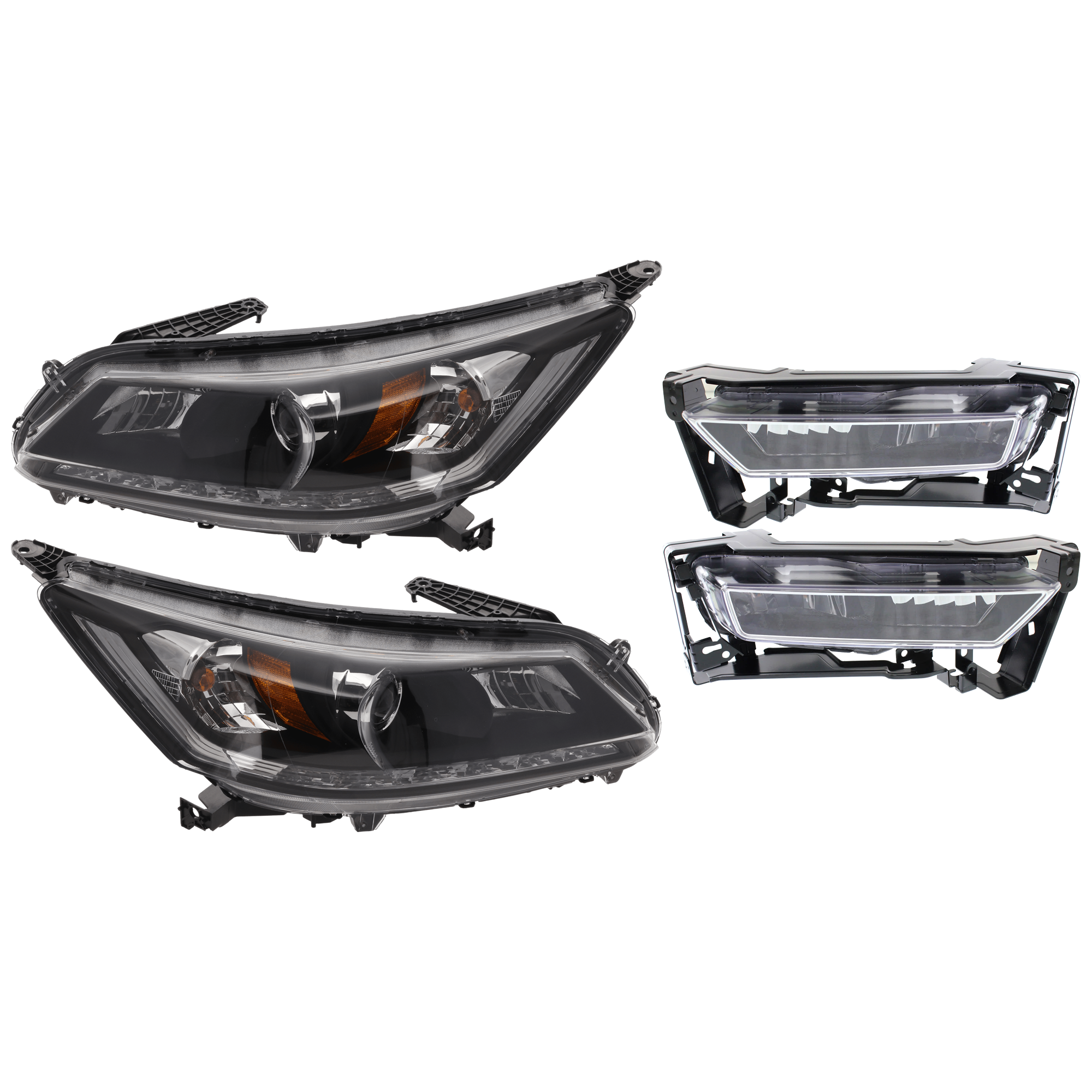 AM ACCORD 13-15 HEAD LAMP RH AND LH 4 pc Kit Assembly Halogen with Fog Light SKU KIT 072126-179 Partslink HO2502156 HO2503156 HO2593132 HO2593138 HO2592138 HO2592132 OEM 33100T2AA21-33100T2AA11-33150T