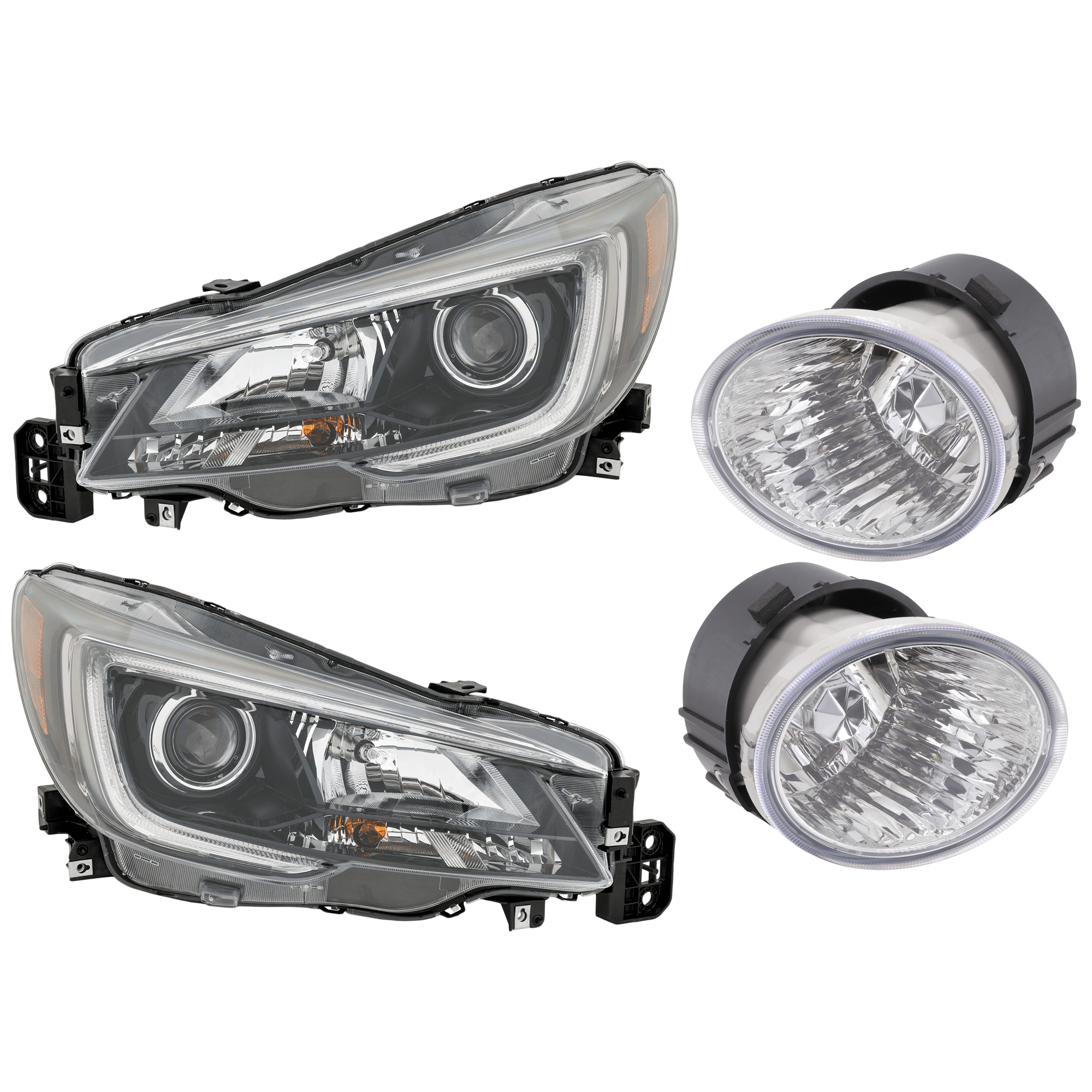AM OUTBACK 18-19 HEAD LAMP RH AND LH 4 pc Kit Assembly Halogen with Fog Light SKU KIT 072126-185 Partslink SU2502162 SU2503162 SU2593123 SU2592123 OEM 84001AL10A 84001AL11A 84501AJ0