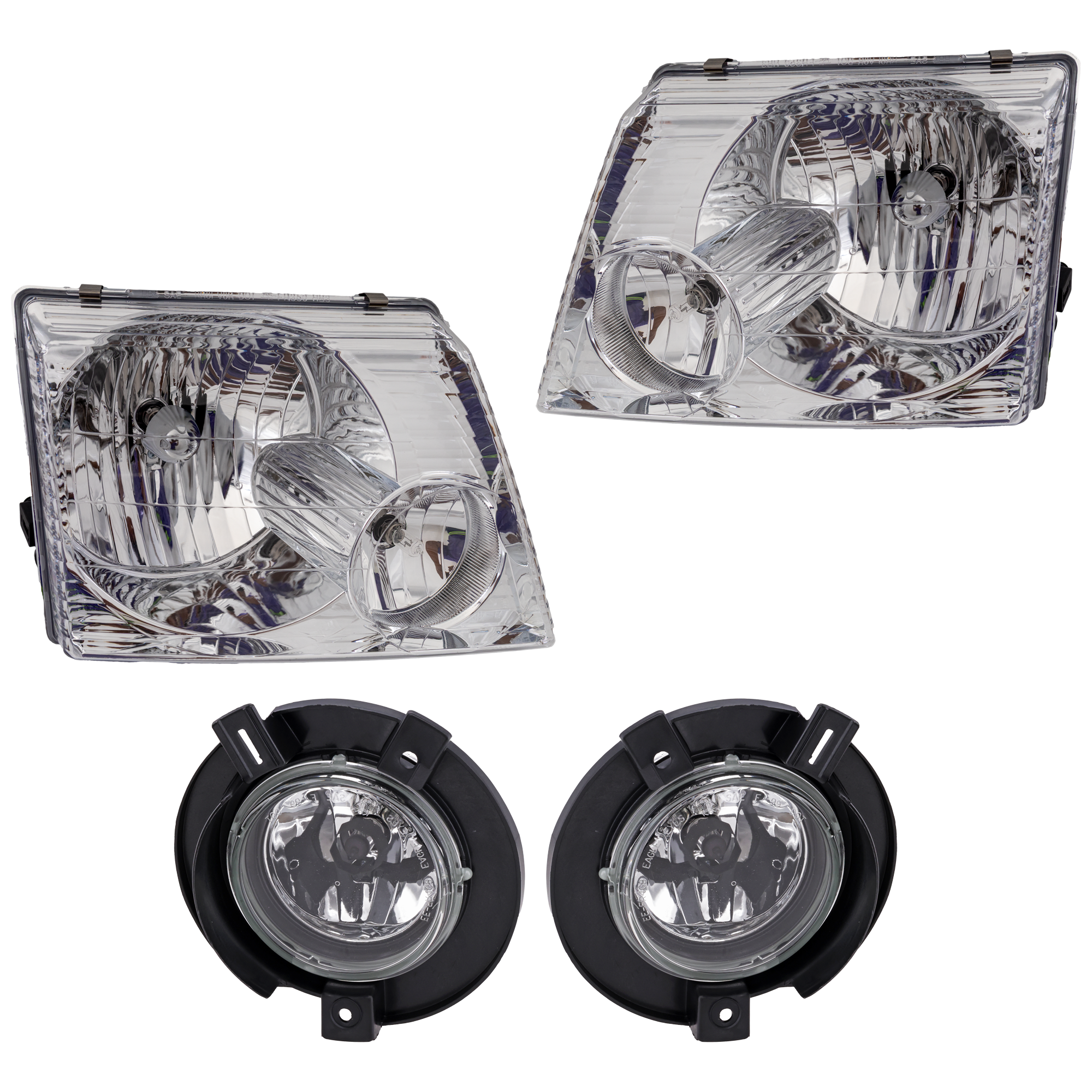 AM EXPLORER 02-05 HEAD LAMP RH AND LH 4 pc Kit Assembly Halogen with Fog Light SKU KIT 072126-18 OEM 1L2Z13008AA 1L2Z13008AB 1L2Z15