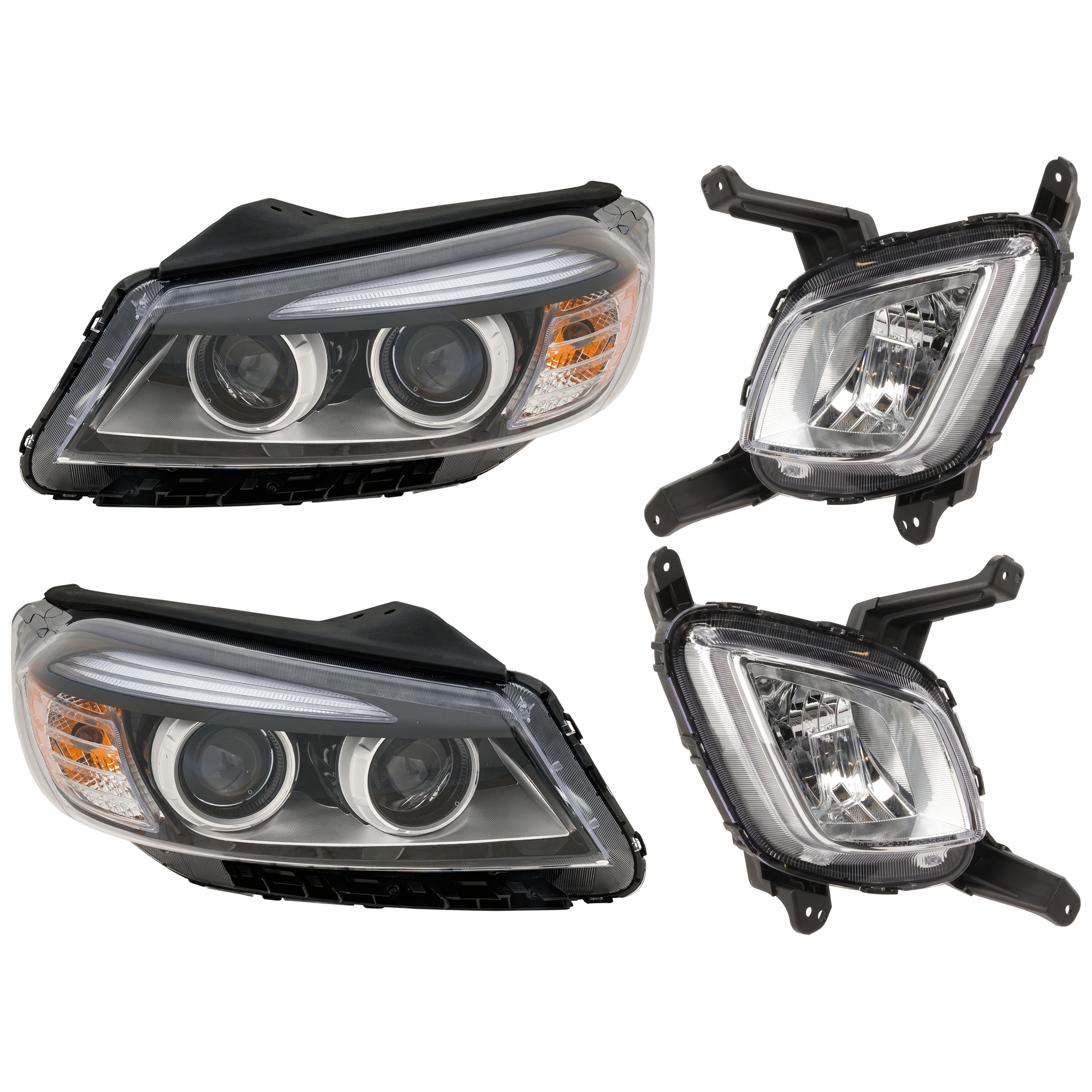 AM SORENTO 16-18 HEAD LAMP RH AND LH 4 pc Kit Assembly Halogen with Fog Light SKU KIT 072126-196 Partslink KI2502186 KI2503185 KI2593138 KI2592138 OEM 92101C6010-92102C6000-92202C61