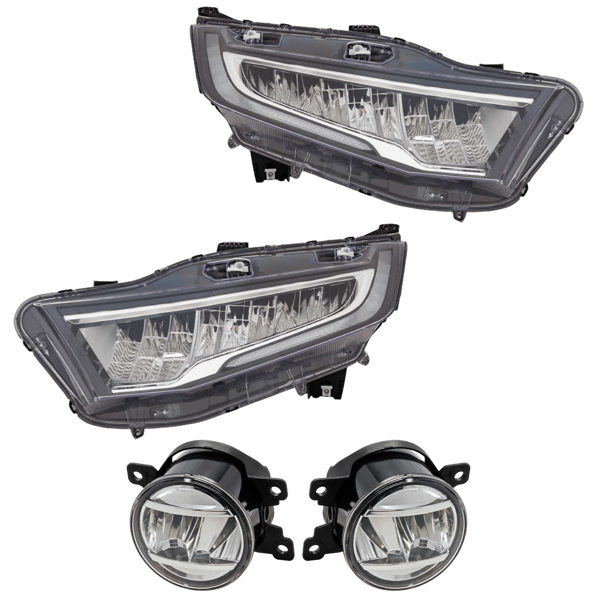 AM ODYSSEY 21-23 HEAD LAMP RH AND LH 4 pc Kit Assembly LED with Fog Light SKU KIT 072126-19 Partslink HO2502203 HO2503203 HO2593144 HO2592144 OEM 33100THRA31-33150THRA31-33900T