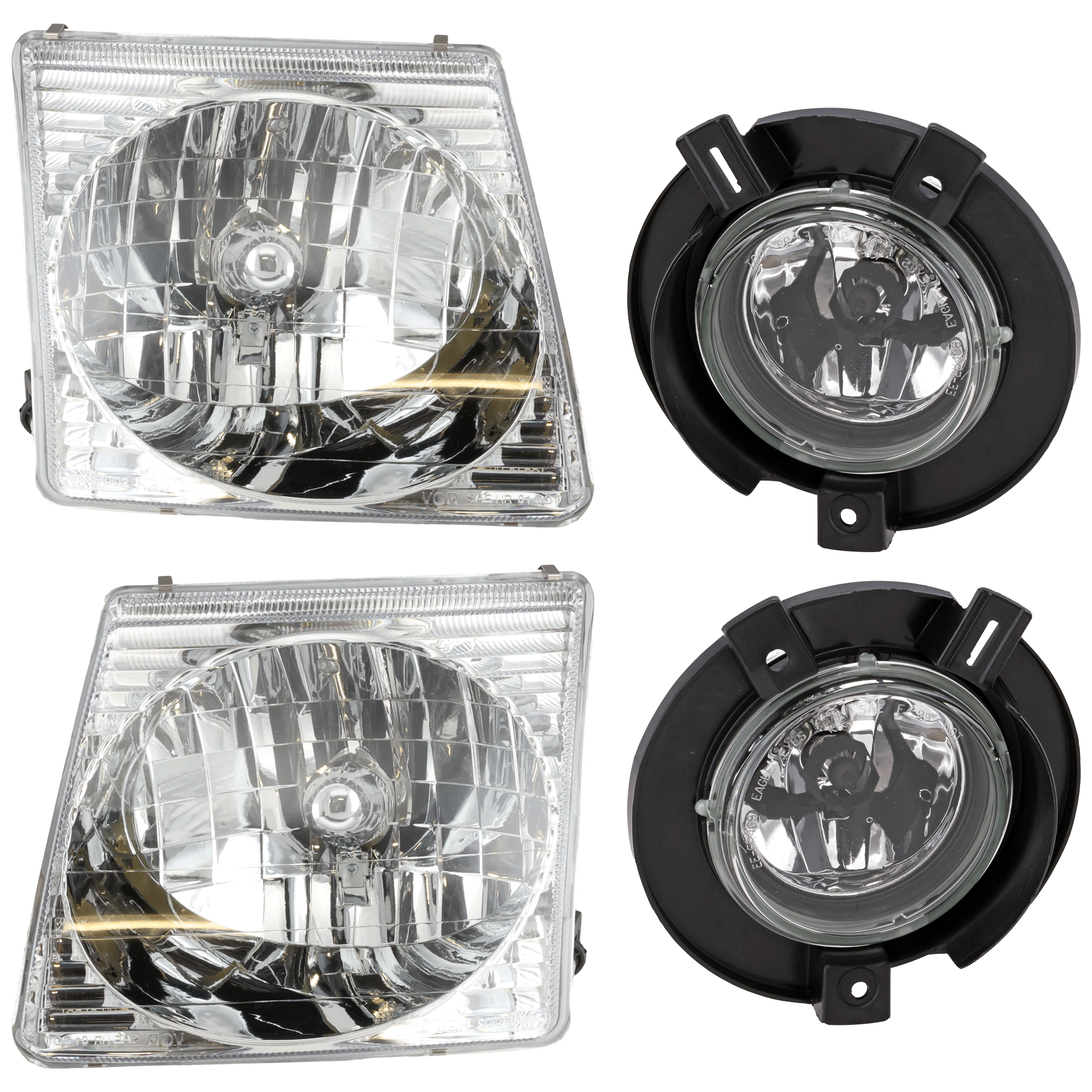 AM EXPLORER SPORT 02-02 HEAD LAMP RH AND LH 4 pc Kit Assembly Halogen with Fog Light SKU KIT 072126-239 OEM 1L5Z13008AA 1L5Z13008BA 1L2Z15